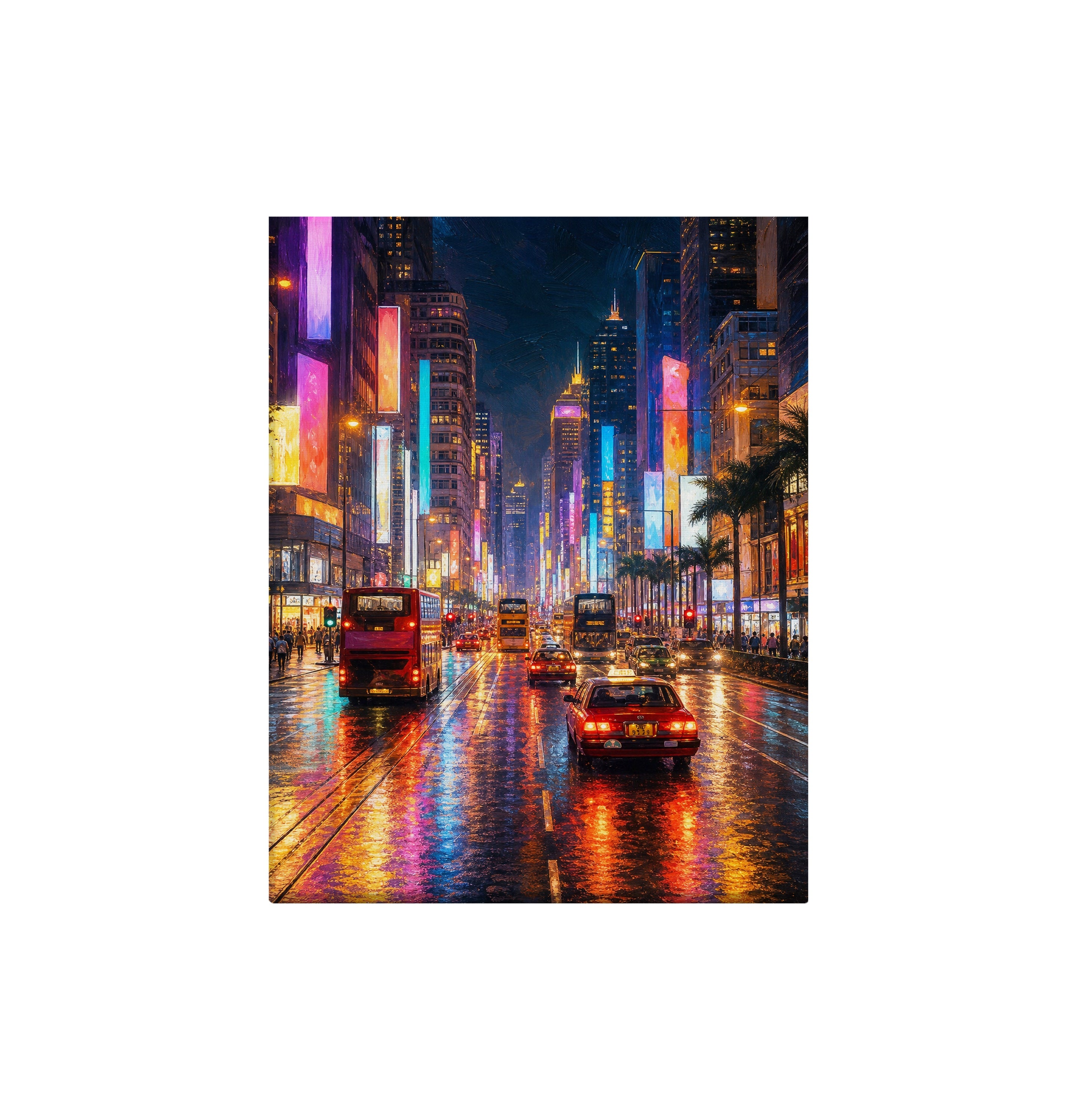 Tokyo Neon Rain Avenue canvas wall art preview by Seji Art