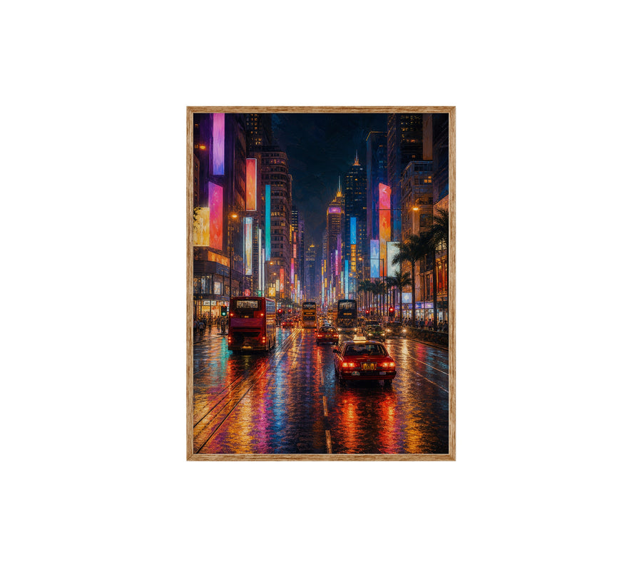 Tokyo Neon Rain Avenue poster print preview by Seji Art
