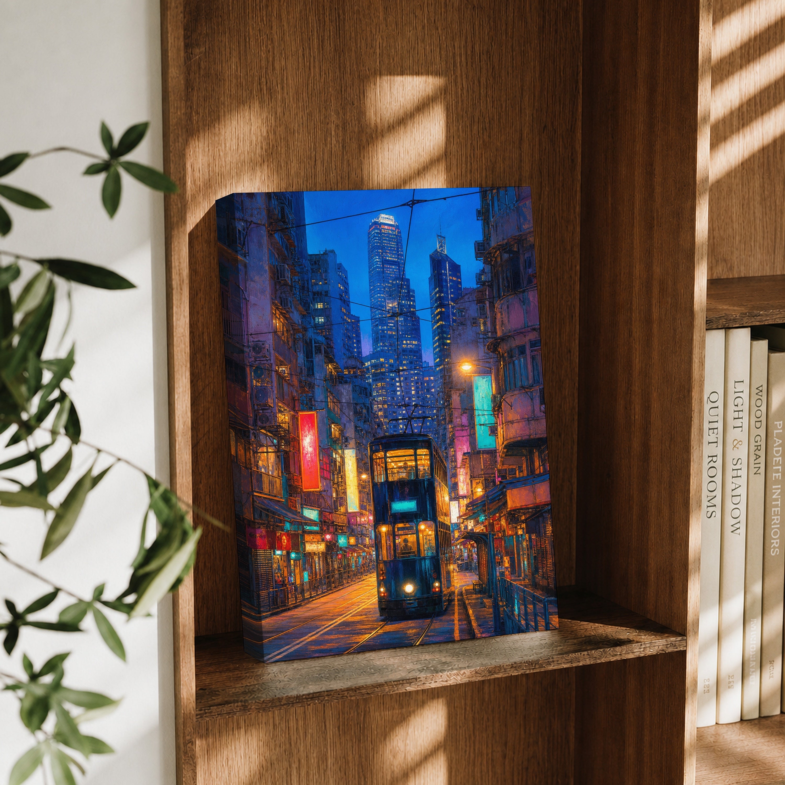 Tokyo Neon Rain Crosswalk canvas wall art decor mockup by Seji Art