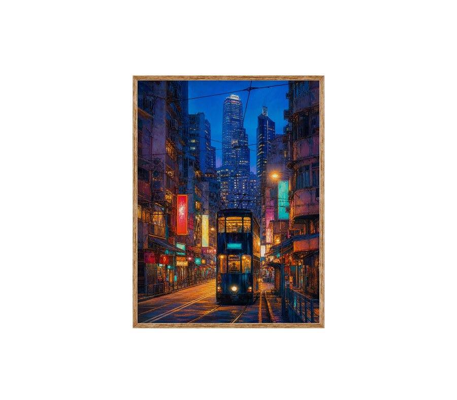 Tokyo Neon Rain Crosswalk poster print preview by Seji Art