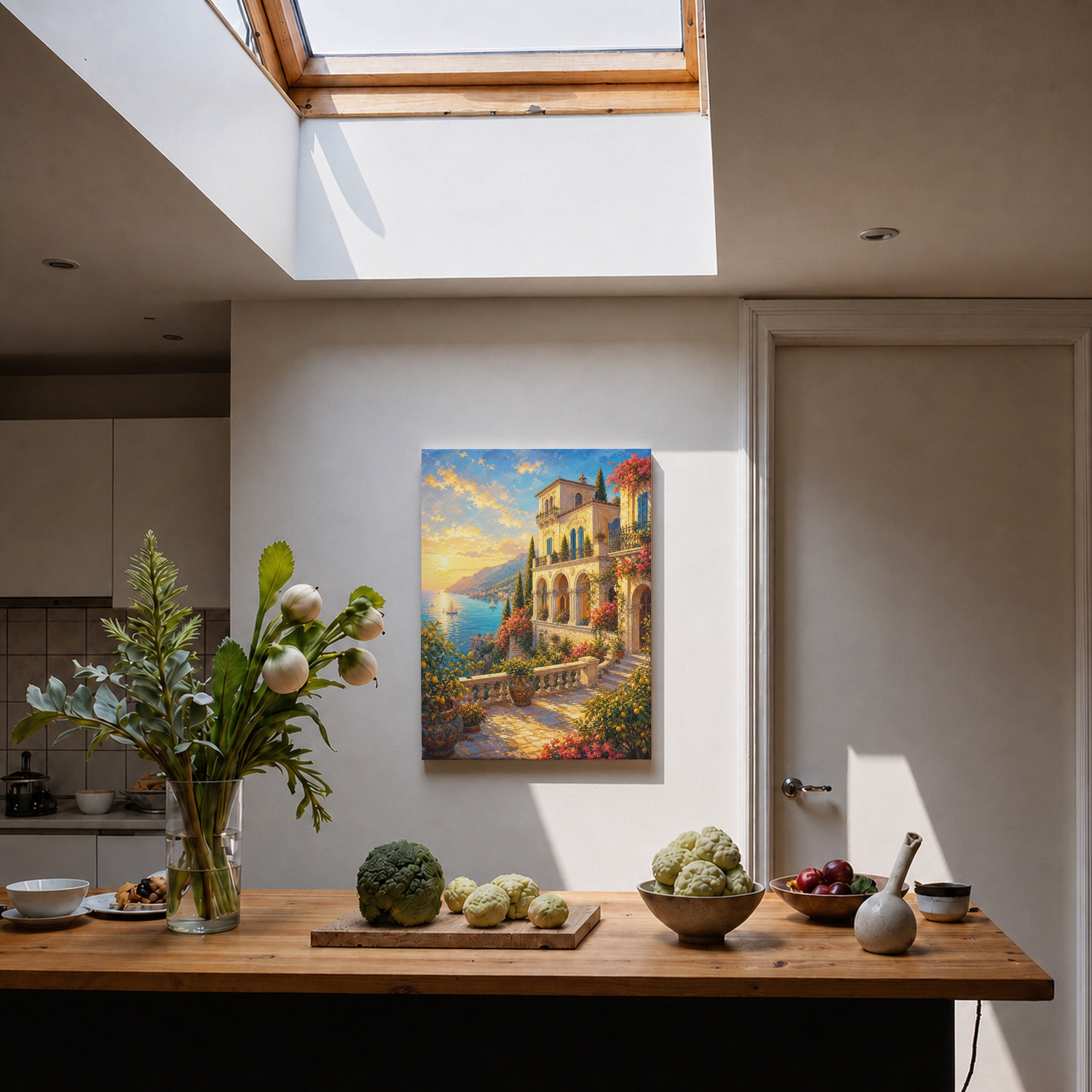 Tuscan Hillside Villa Garden canvas home decor mockup by Seji Art