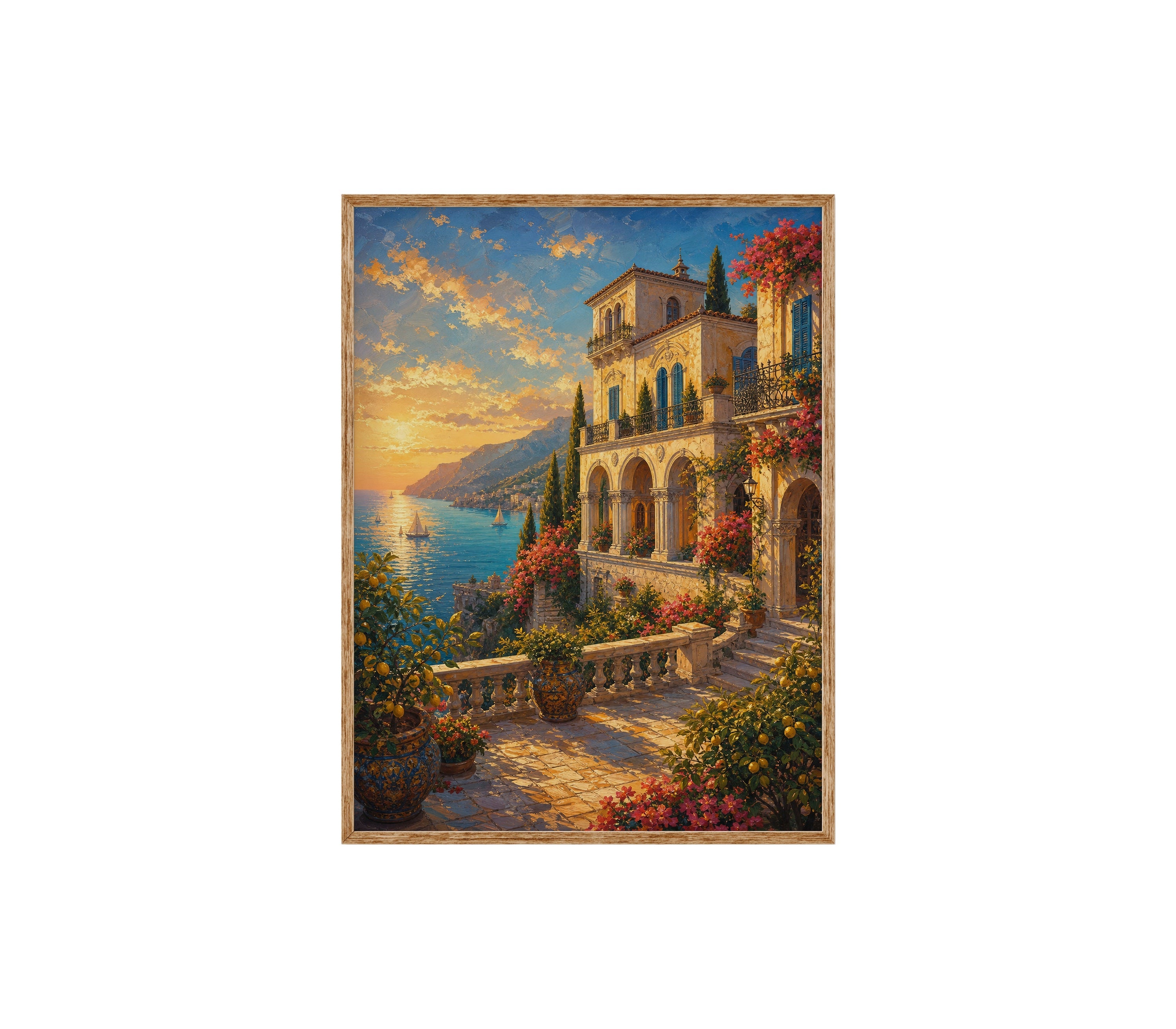 Tuscan Hillside Villa Garden poster print preview by Seji Art