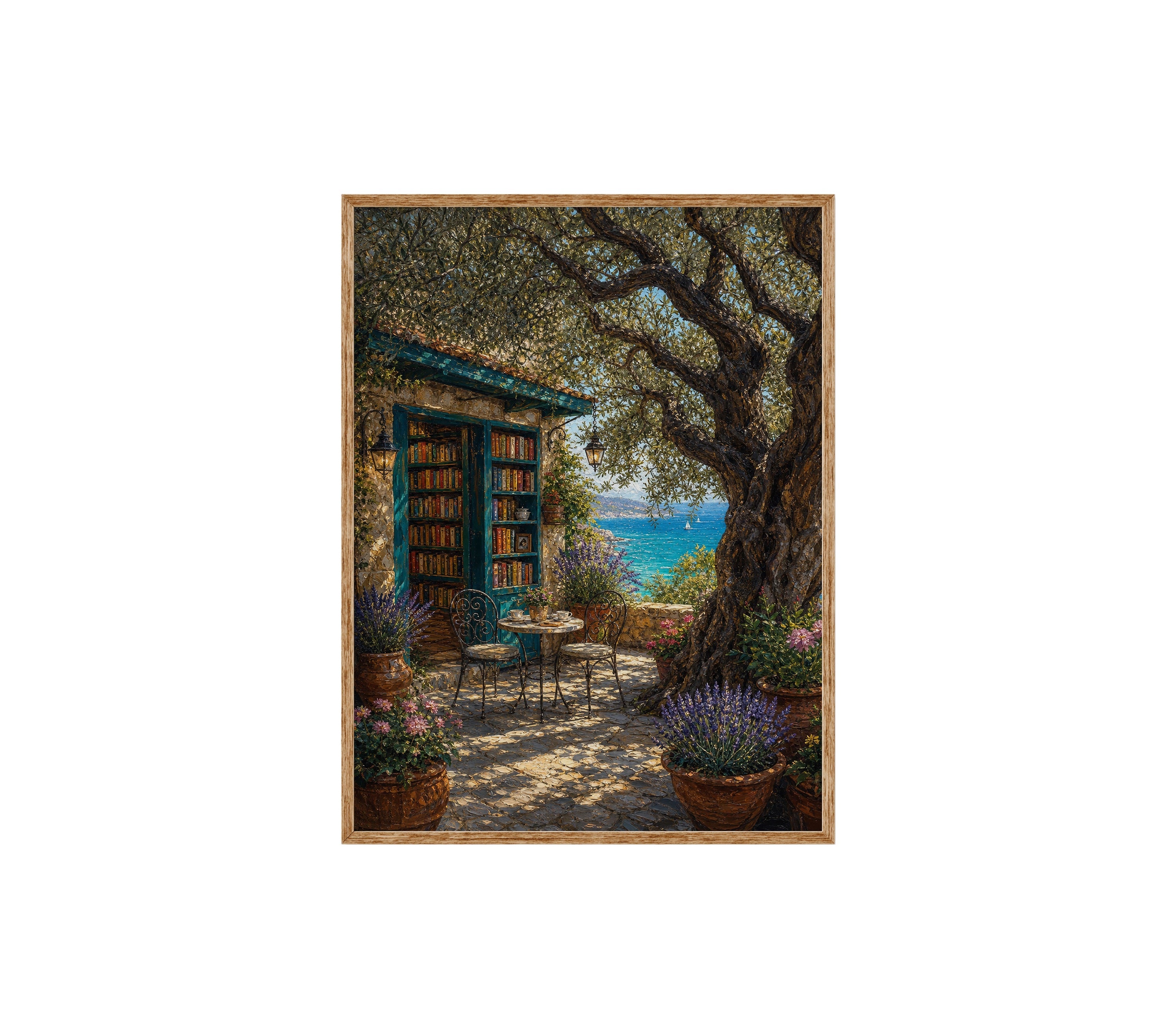 Tuscan Stone Cottage Courtyard poster print preview by Seji Art