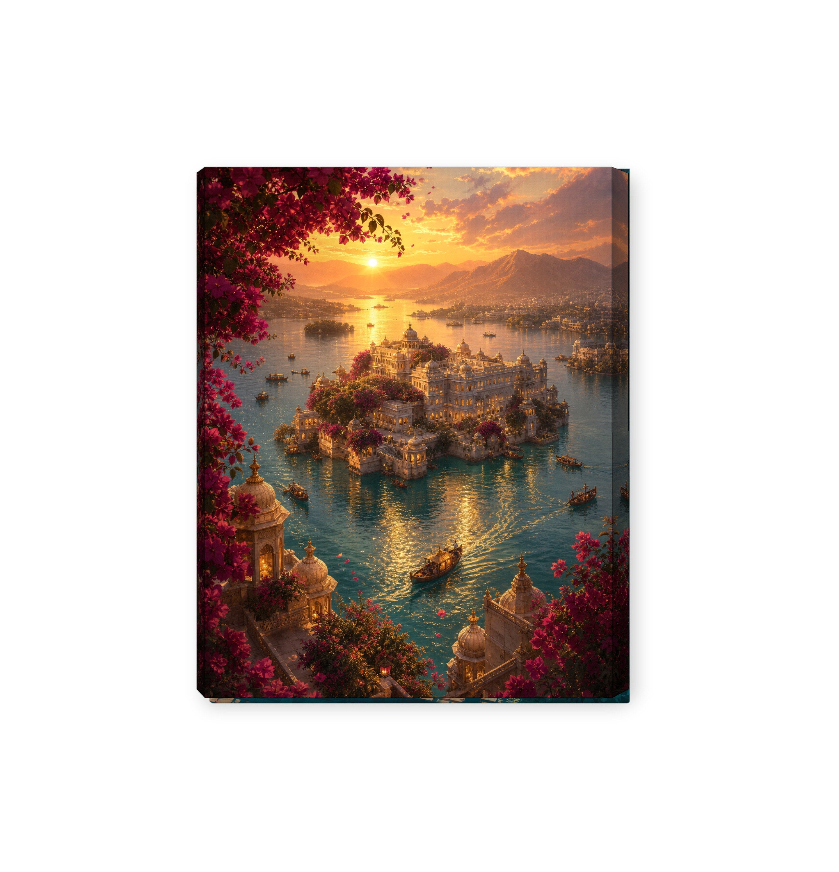 Udaipur Aerial Palace Island canvas wall art preview by Seji Art