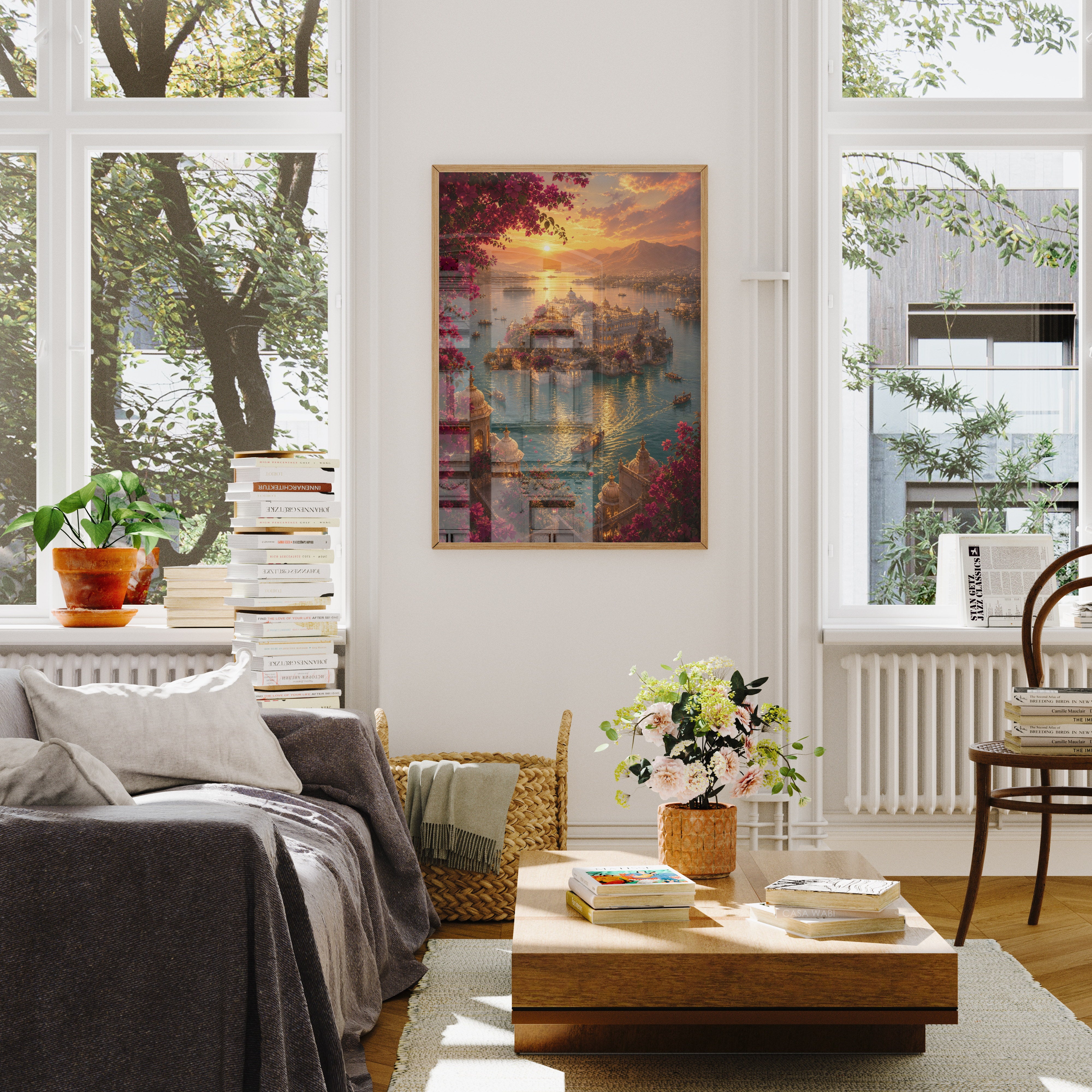 Udaipur Aerial Palace Island poster wall art mockup by Seji Art