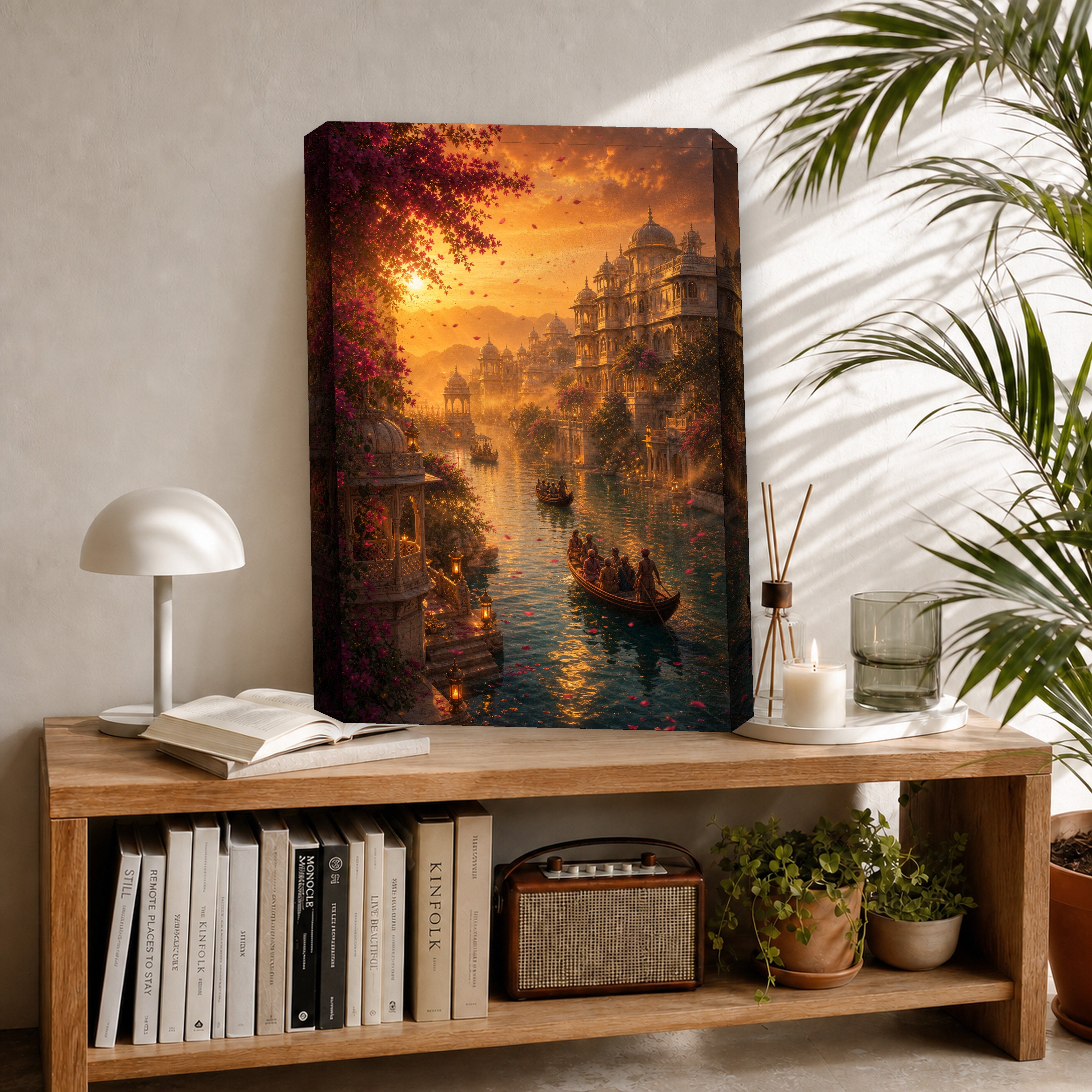 Udaipur Desert Wind Sunset canvas room mockup by Seji Art