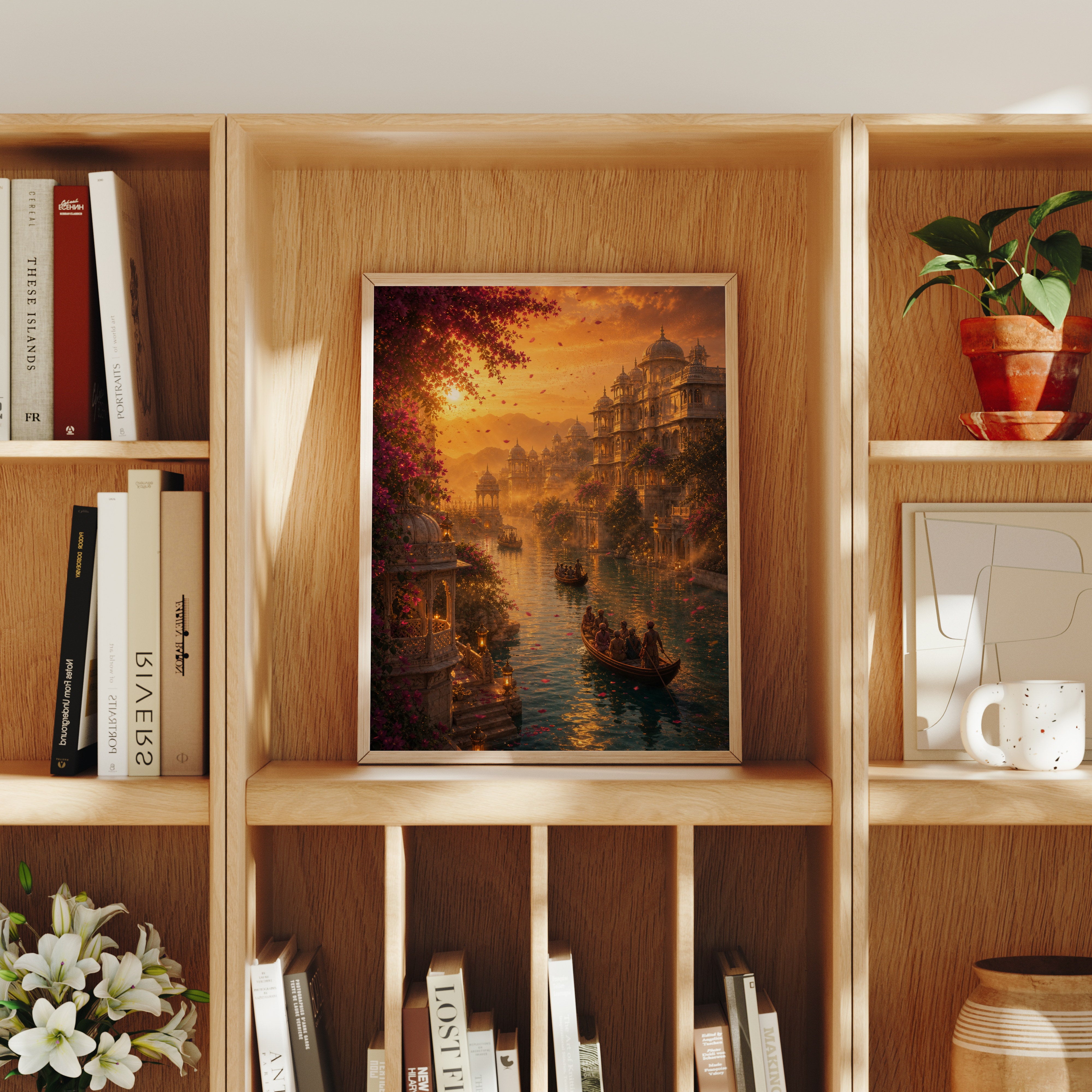 Udaipur Desert Wind Sunset poster home decor mockup by Seji Art