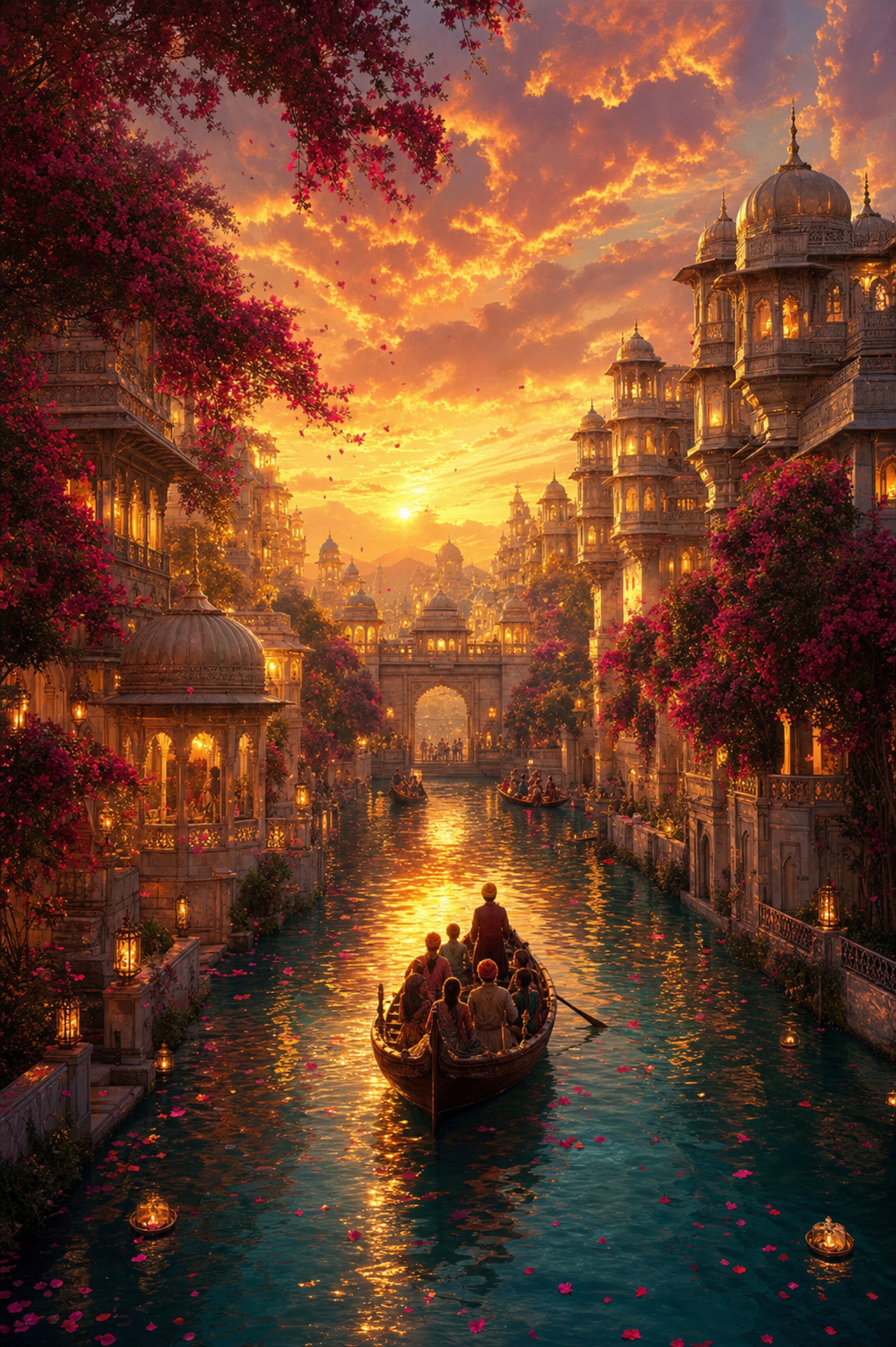 Udaipur Dramatic Sunset Palace poster print preview by Seji Art