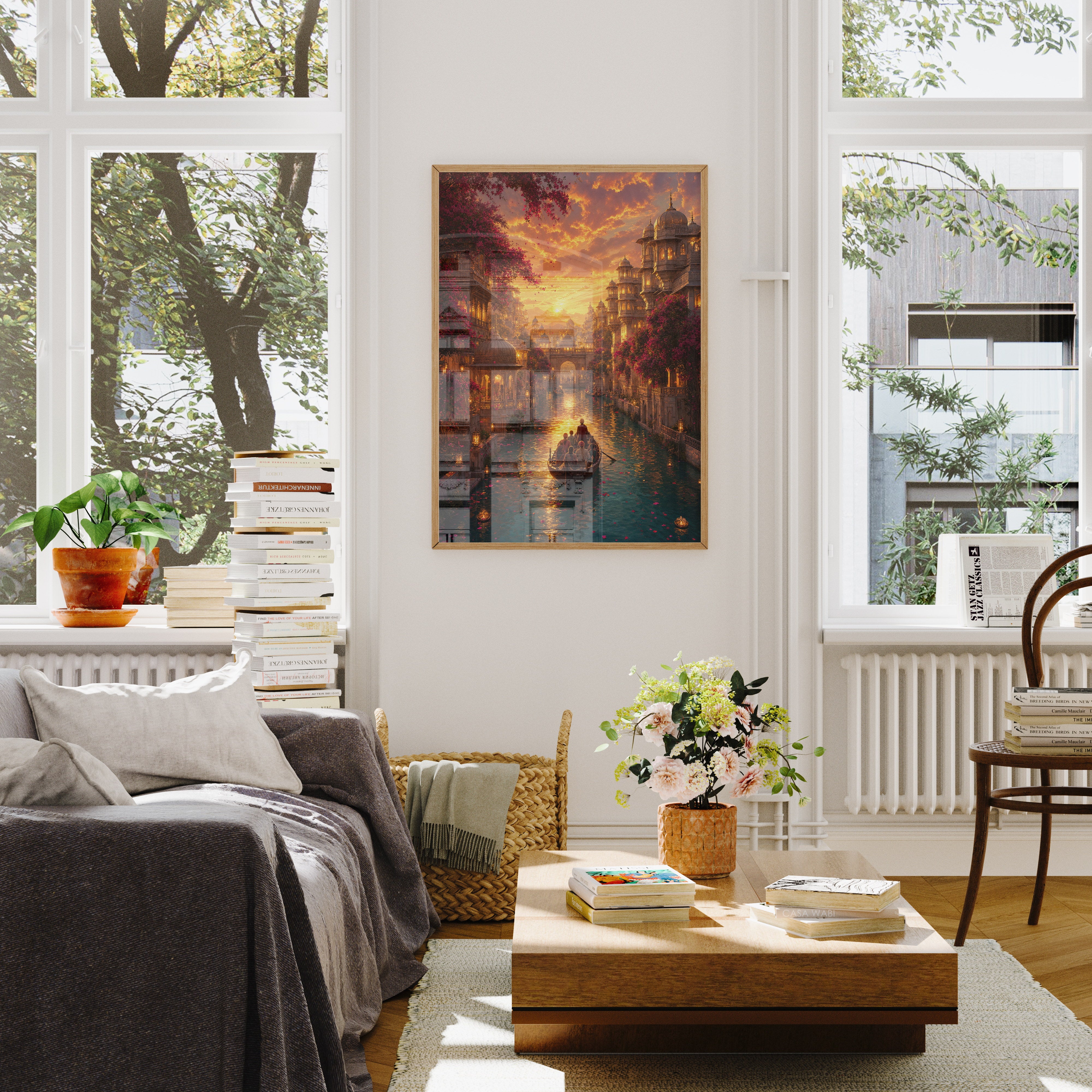 Udaipur Dramatic Sunset Palace poster wall art mockup by Seji Art