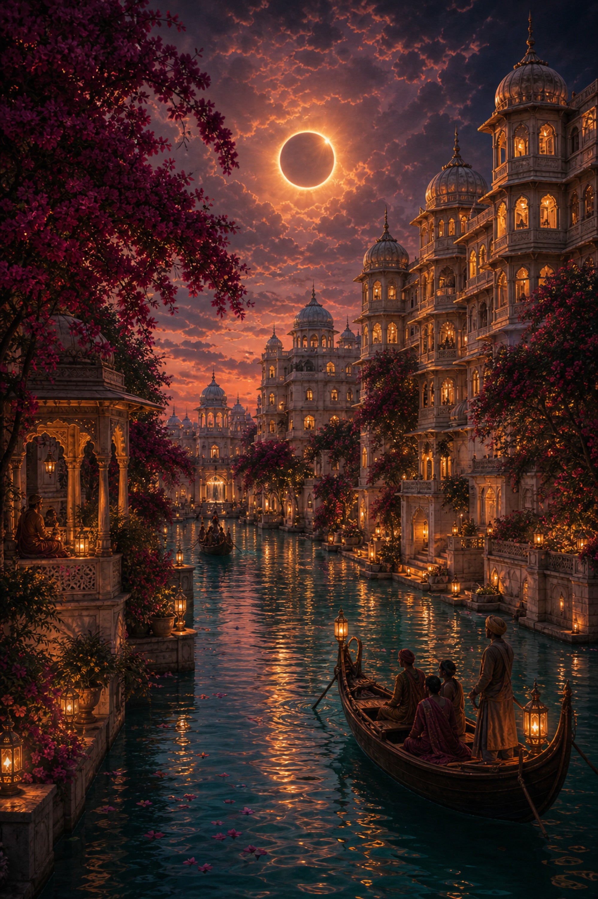 Udaipur Eclipse Twilight Palace poster print preview by Seji Art