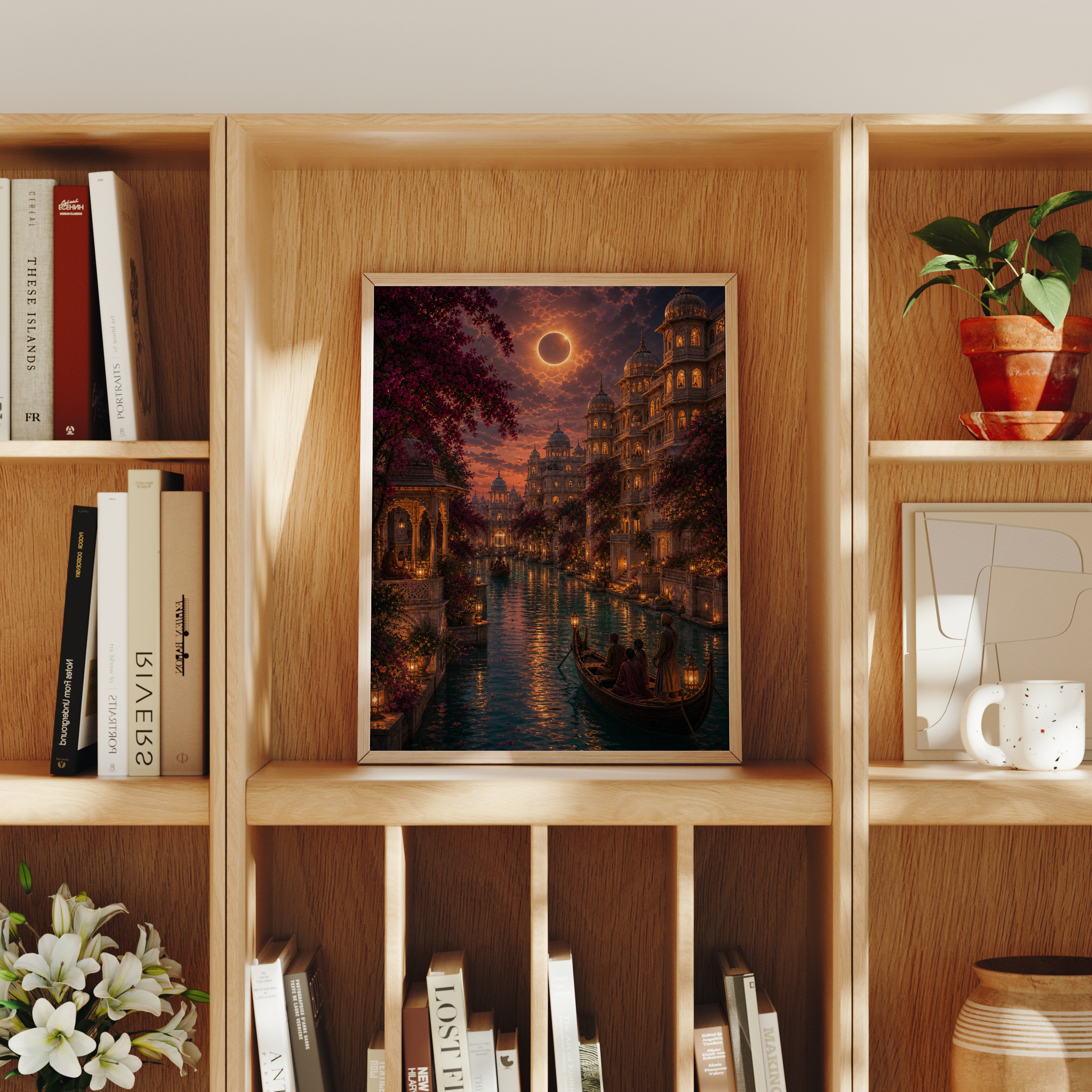 Udaipur Eclipse Twilight Palace poster home decor mockup by Seji Art