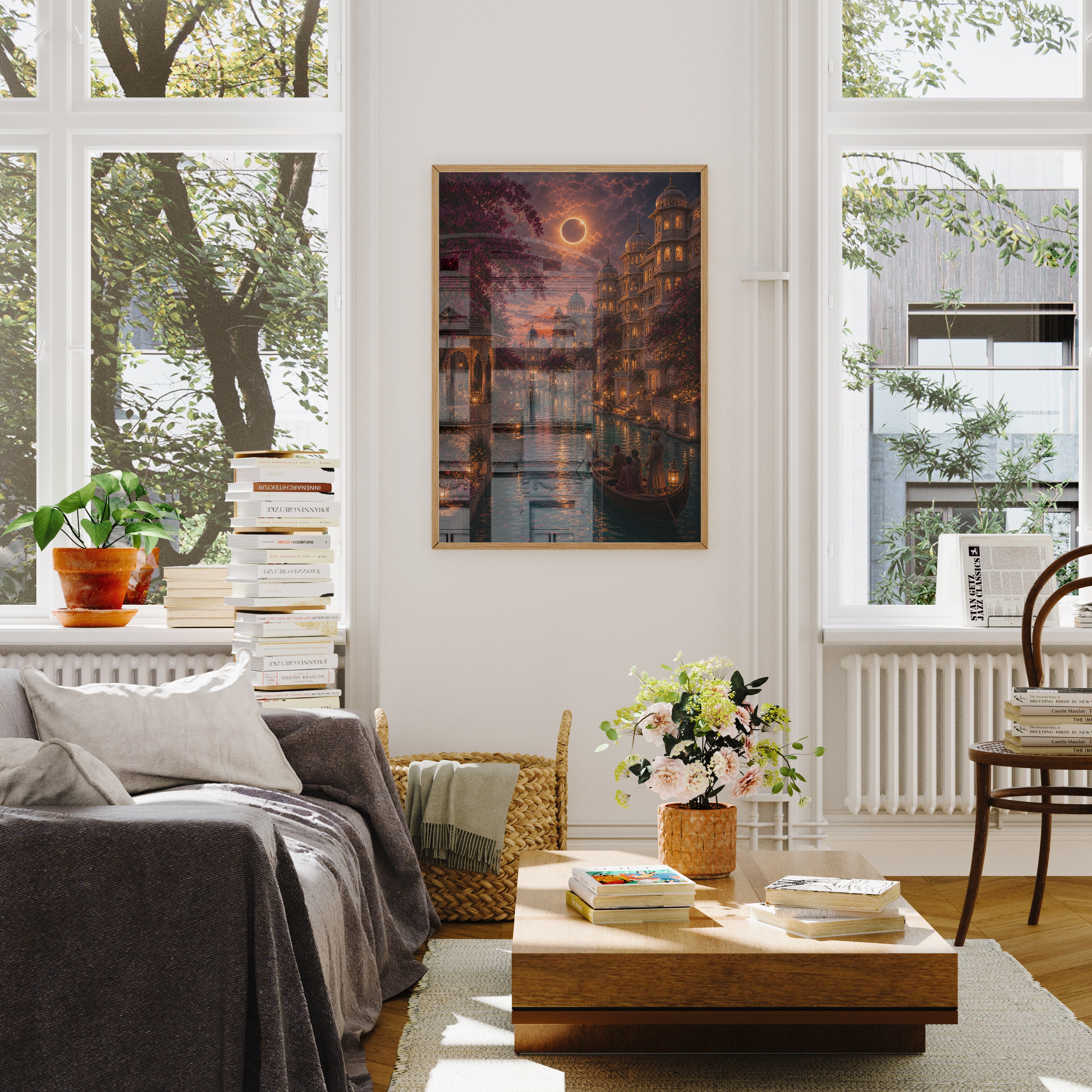 Udaipur Eclipse Twilight Palace poster wall art mockup by Seji Art