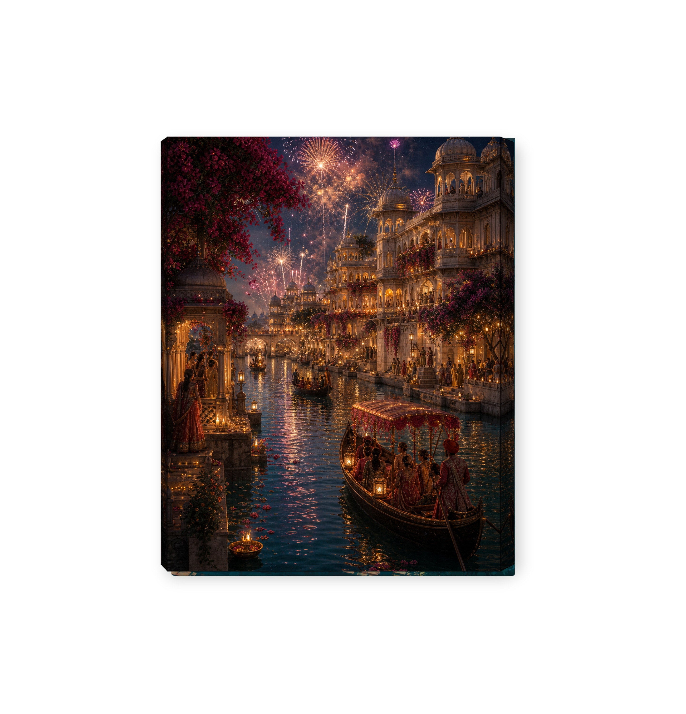 Udaipur Fireworks Wedding Night canvas wall art preview by Seji Art