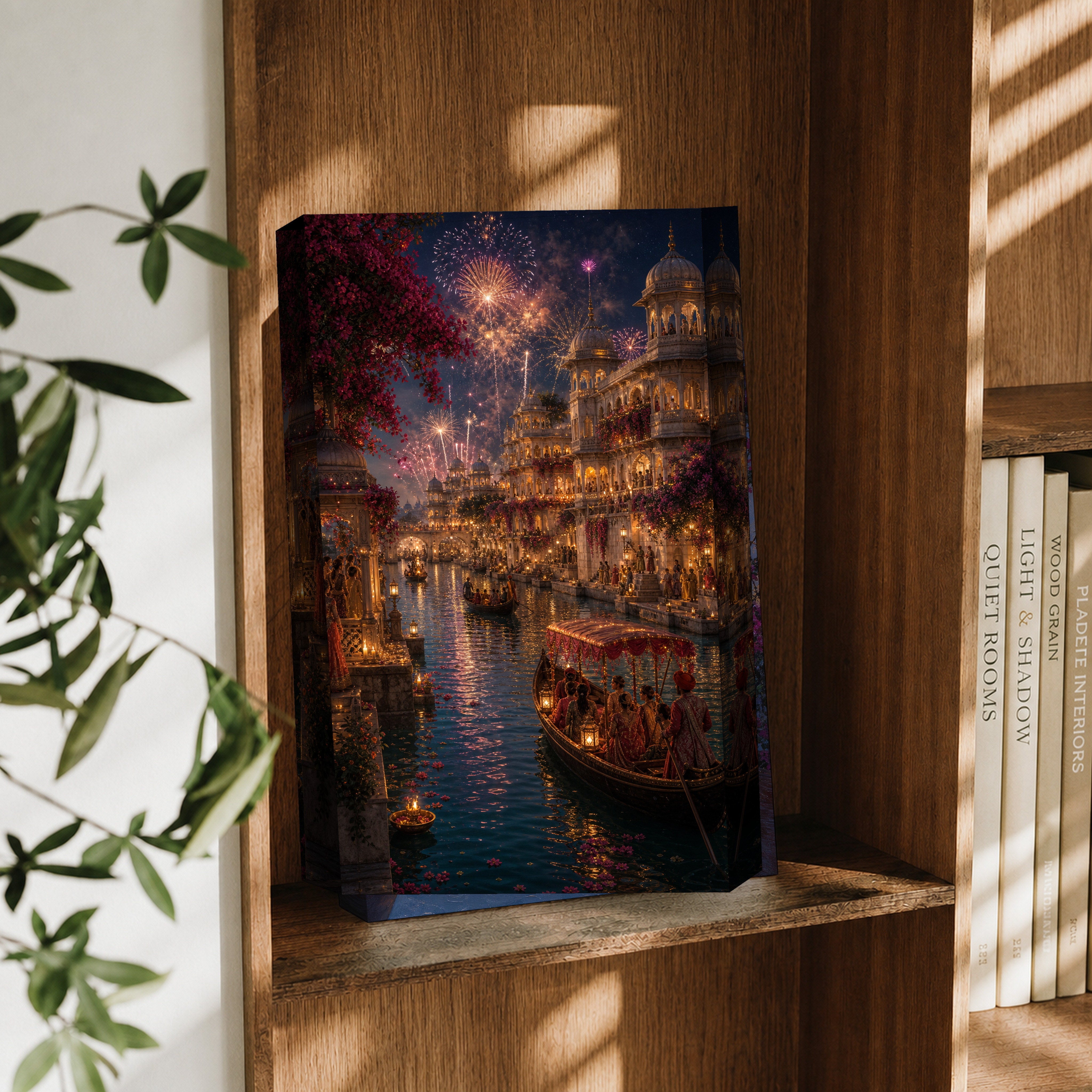 Udaipur Fireworks Wedding Night canvas wall art decor mockup by Seji Art