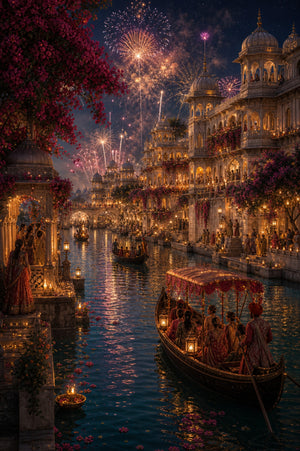 Udaipur Fireworks Wedding Night Wall Art Print