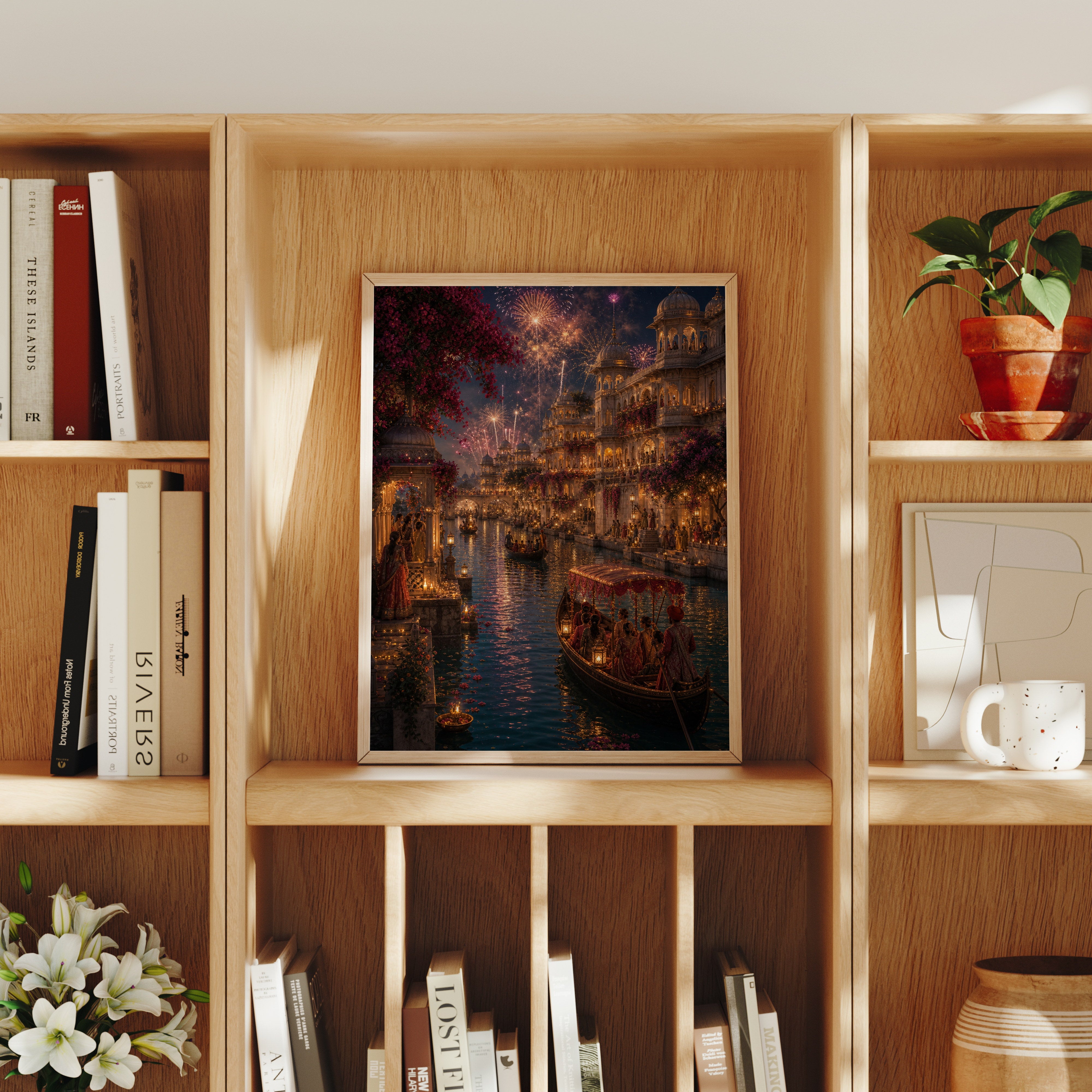 Udaipur Fireworks Wedding Night poster home decor mockup by Seji Art