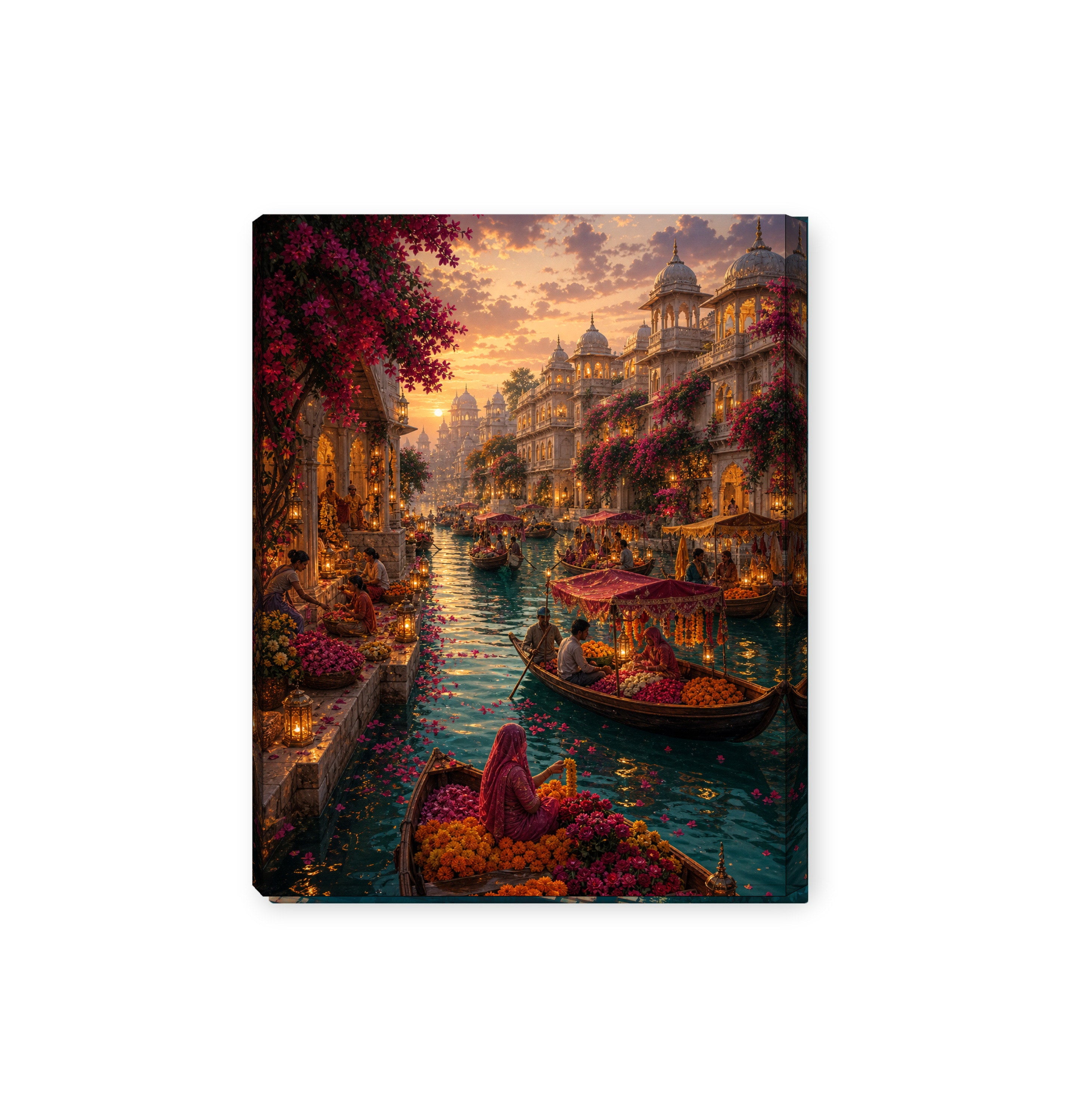 Udaipur Floating Flower Market canvas wall art preview by Seji Art