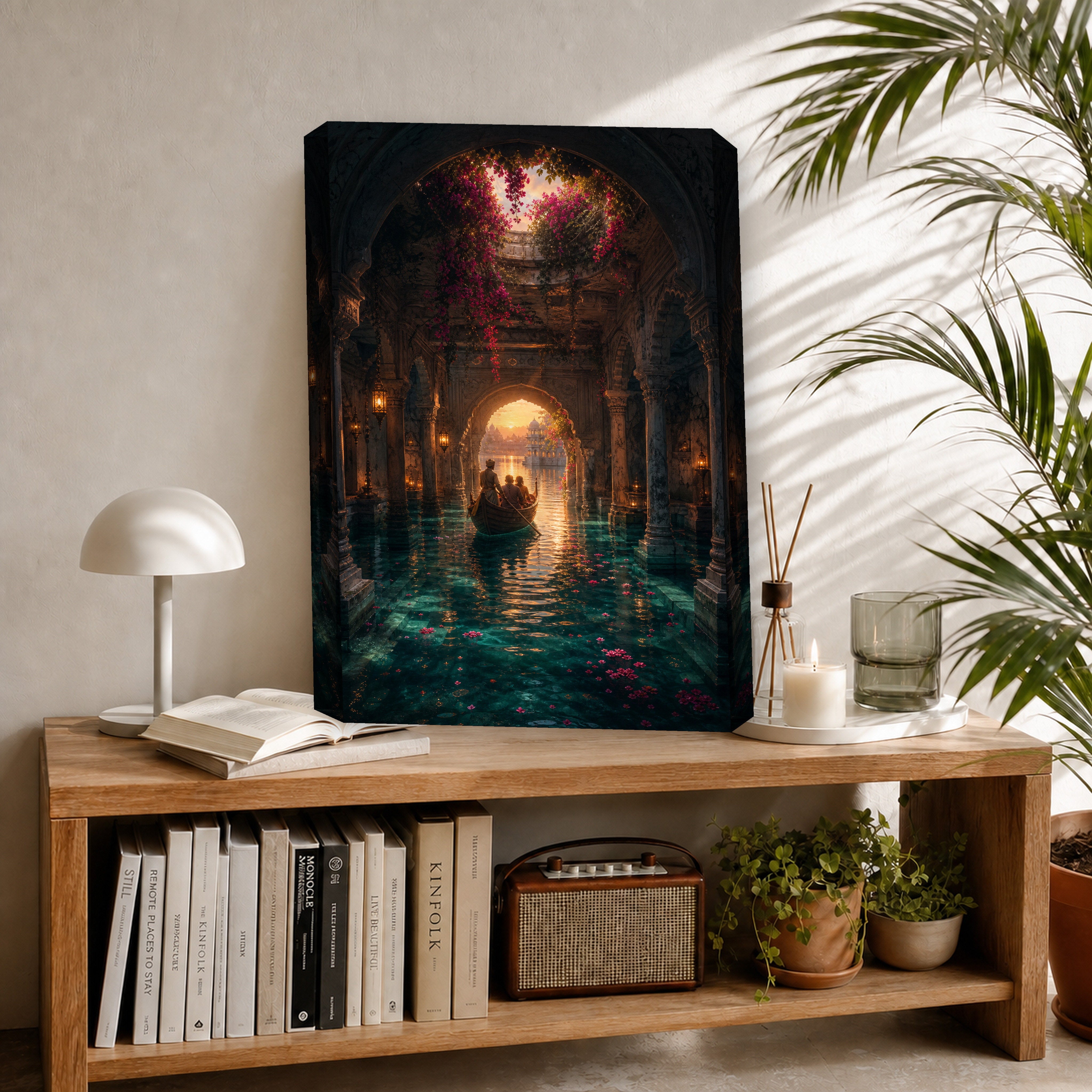 Udaipur Hidden Cistern Lagoon canvas room mockup by Seji Art