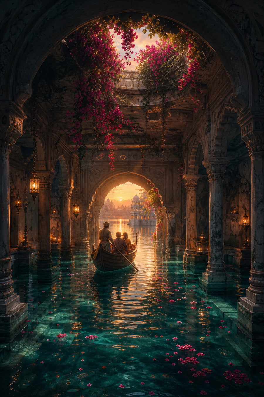 Udaipur Hidden Cistern Lagoon poster print preview by Seji Art