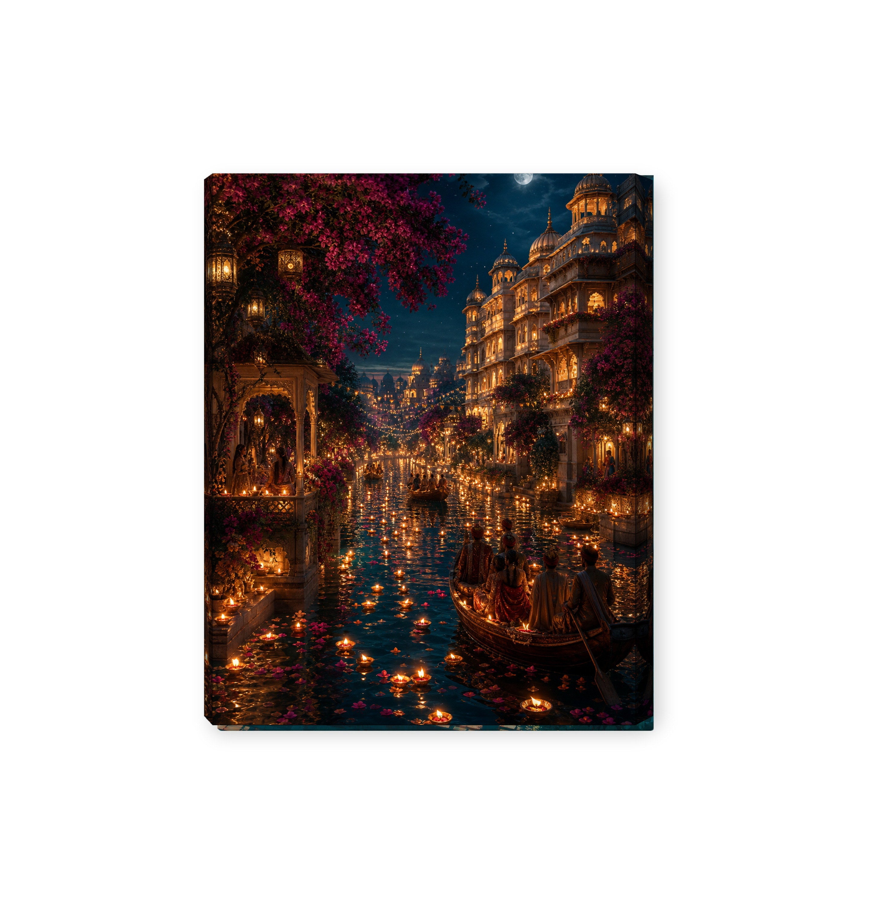 Udaipur Lantern Festival Night canvas wall art preview by Seji Art