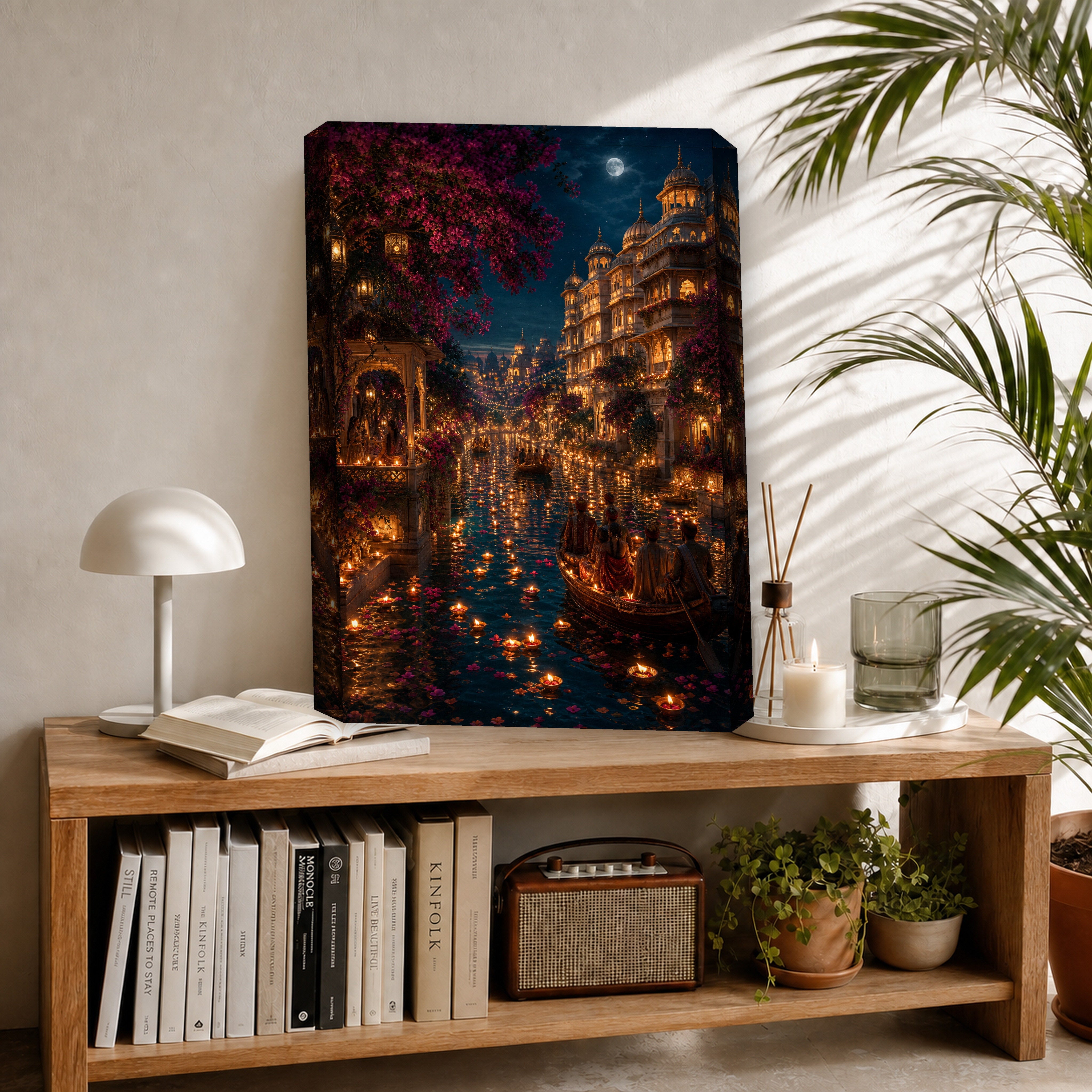 Udaipur Lantern Festival Night canvas room mockup by Seji Art
