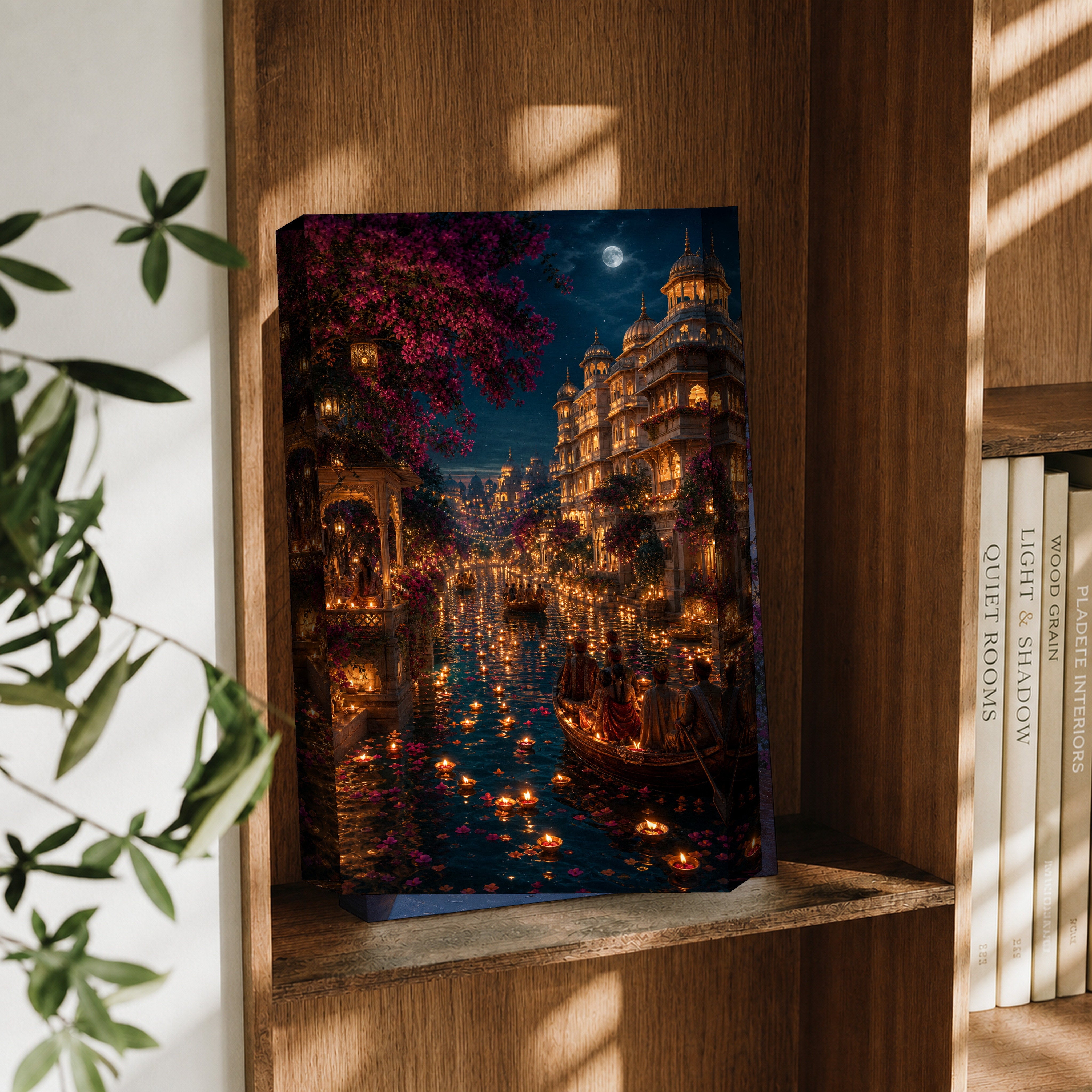 Udaipur Lantern Festival Night canvas wall art decor mockup by Seji Art