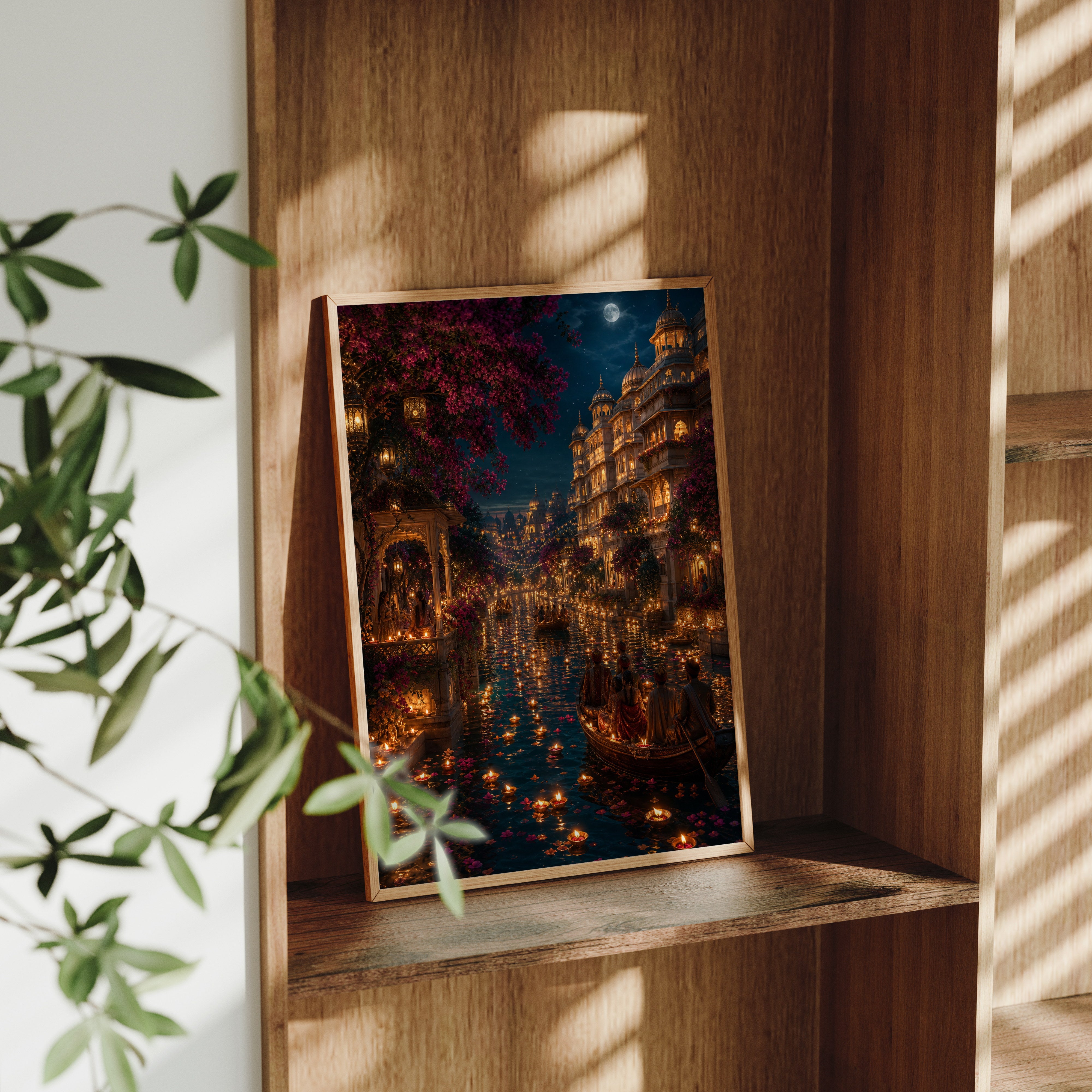 Udaipur Lantern Festival Night poster framed room mockup by Seji Art