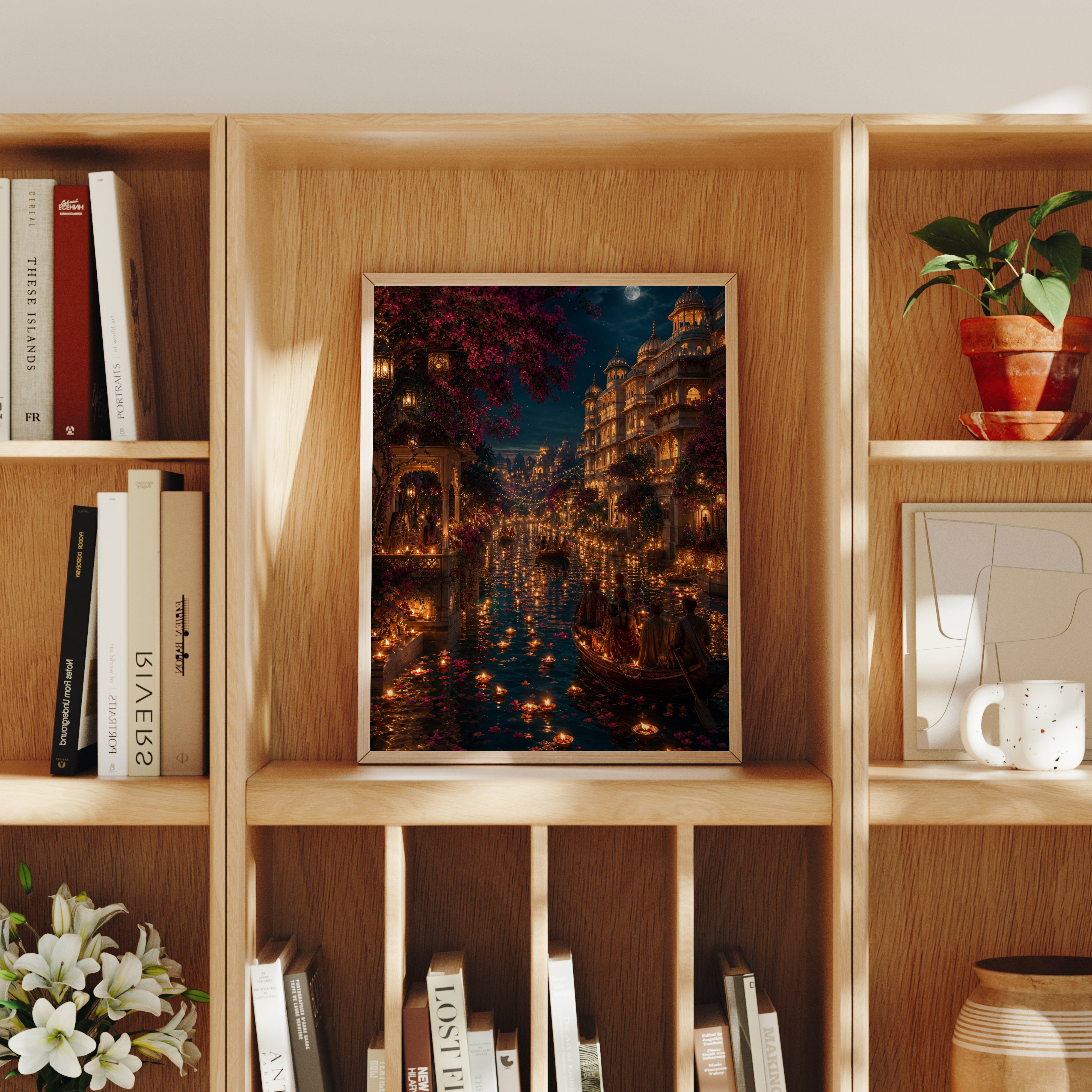 Udaipur Lantern Festival Night poster home decor mockup by Seji Art