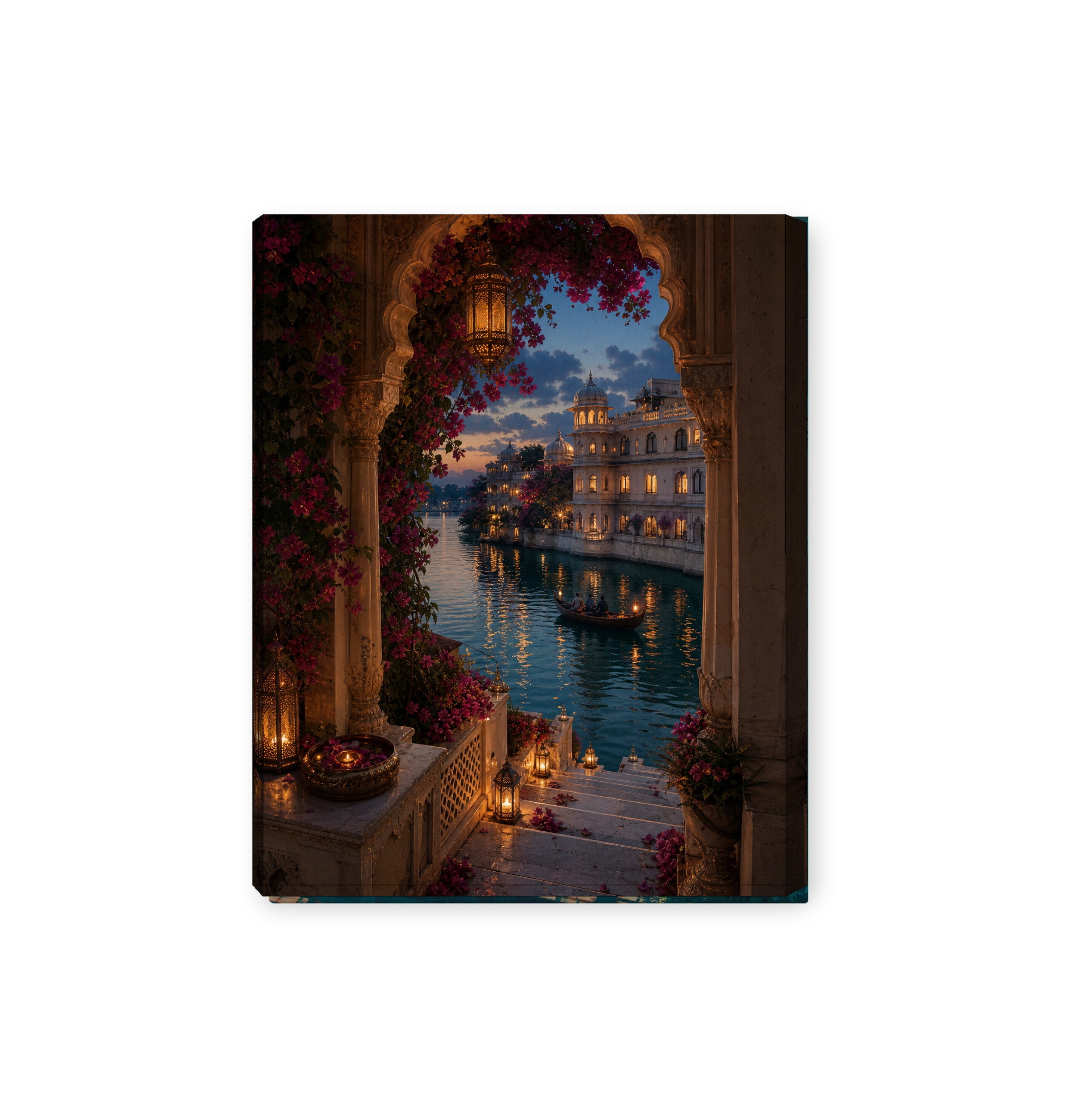 Udaipur Lantern Terrace Archway canvas wall art preview by Seji Art