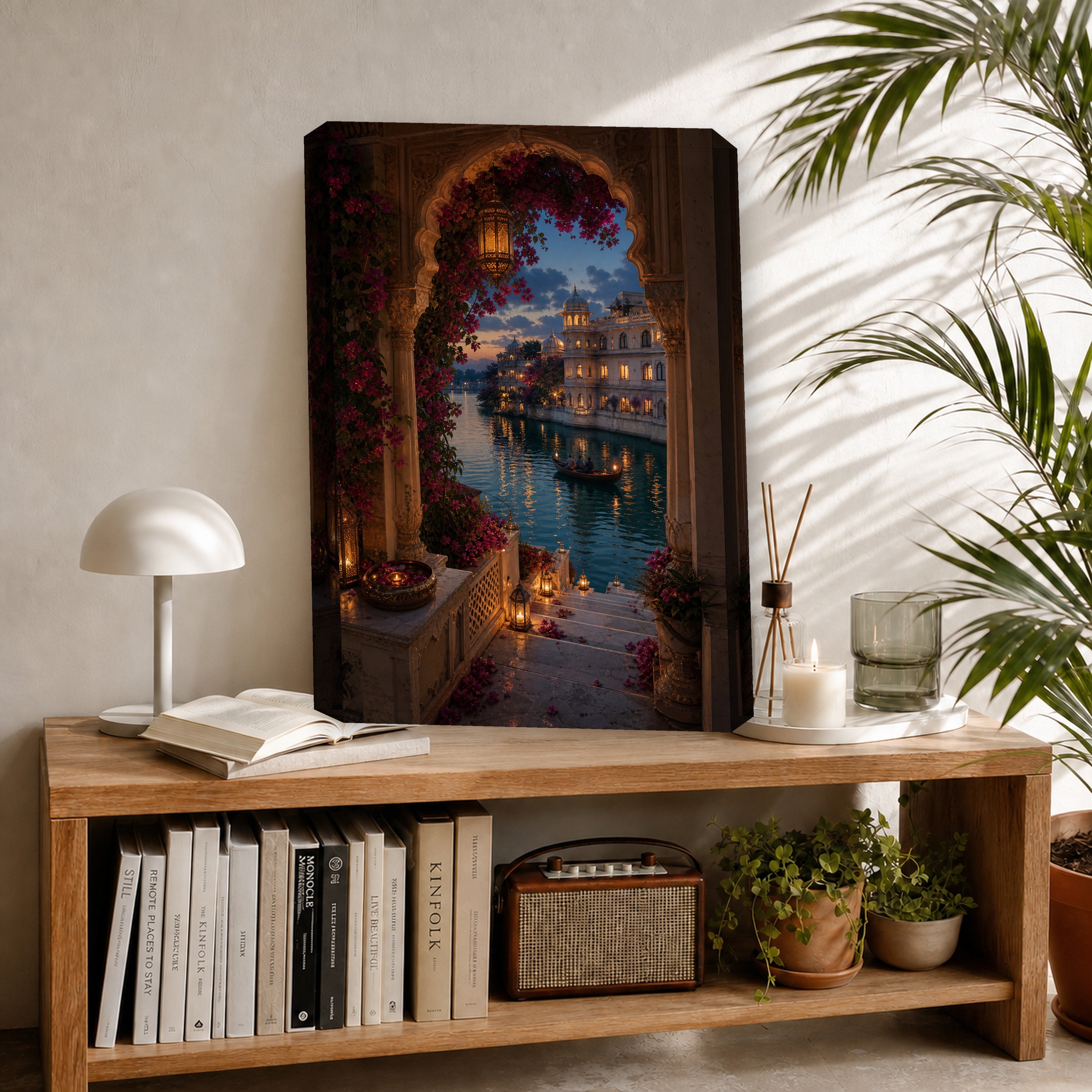 Udaipur Lantern Terrace Archway canvas room mockup by Seji Art