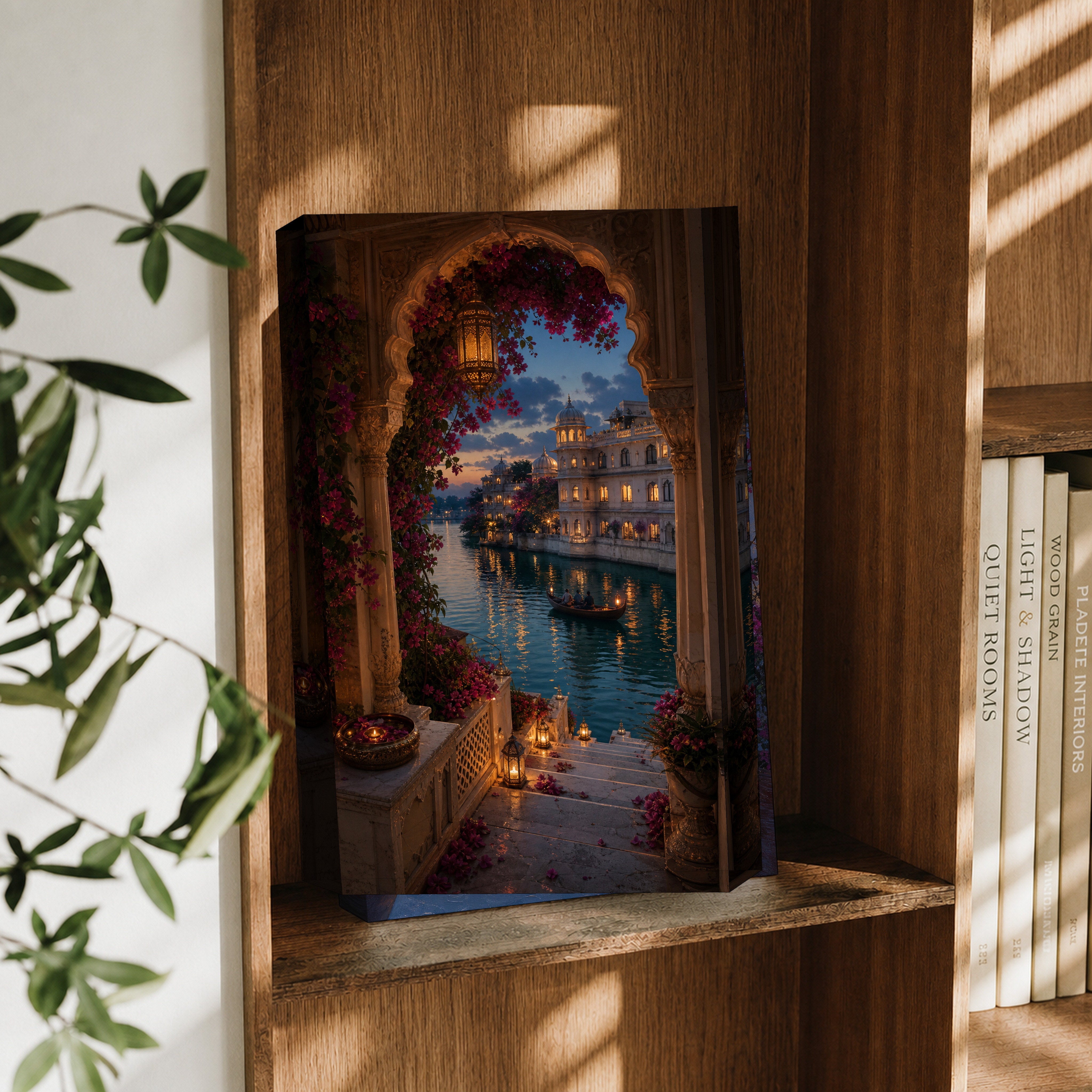 Udaipur Lantern Terrace Archway canvas wall art decor mockup by Seji Art