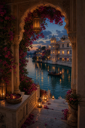 Udaipur Lantern Terrace Archway Wall Art Print