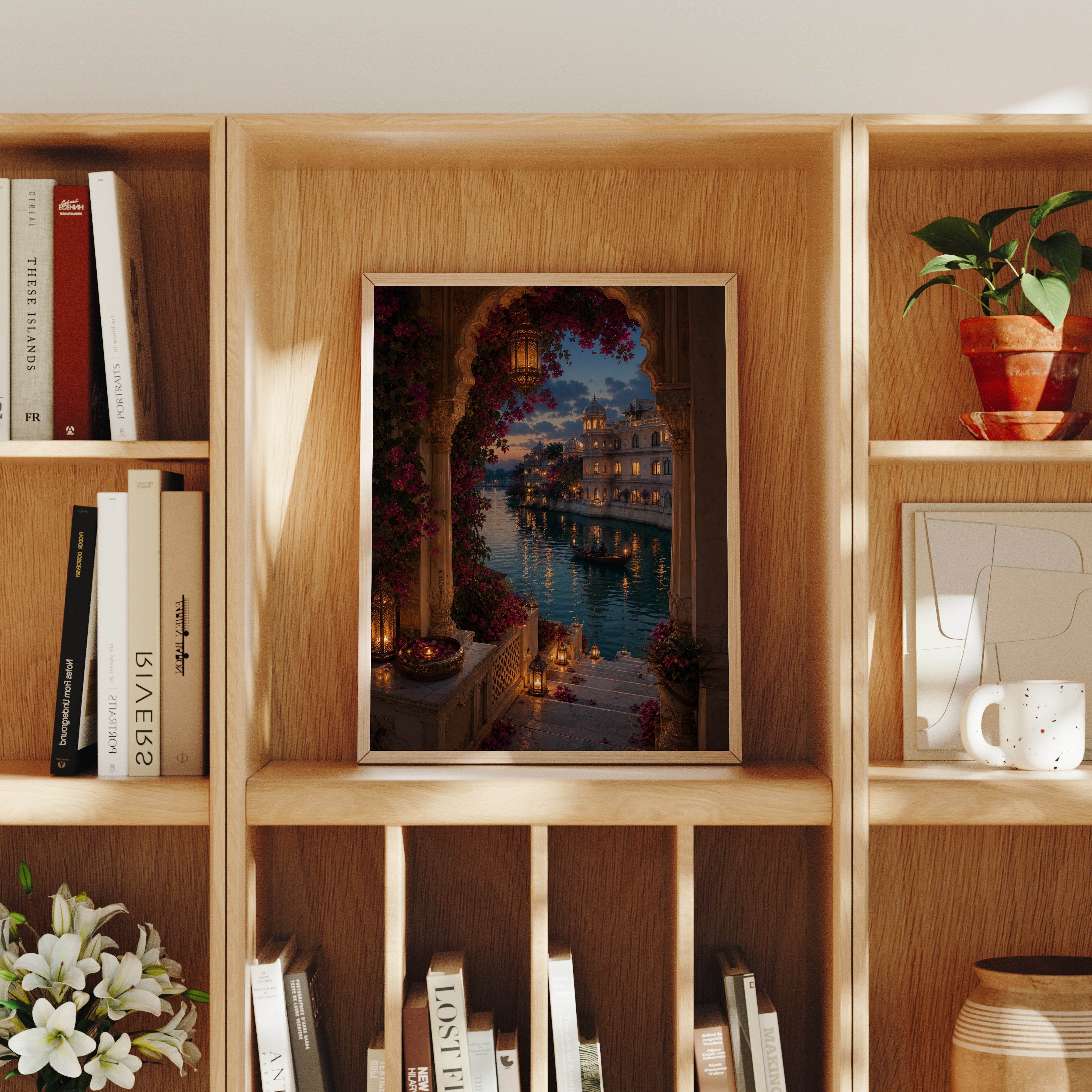 Udaipur Lantern Terrace Archway poster home decor mockup by Seji Art