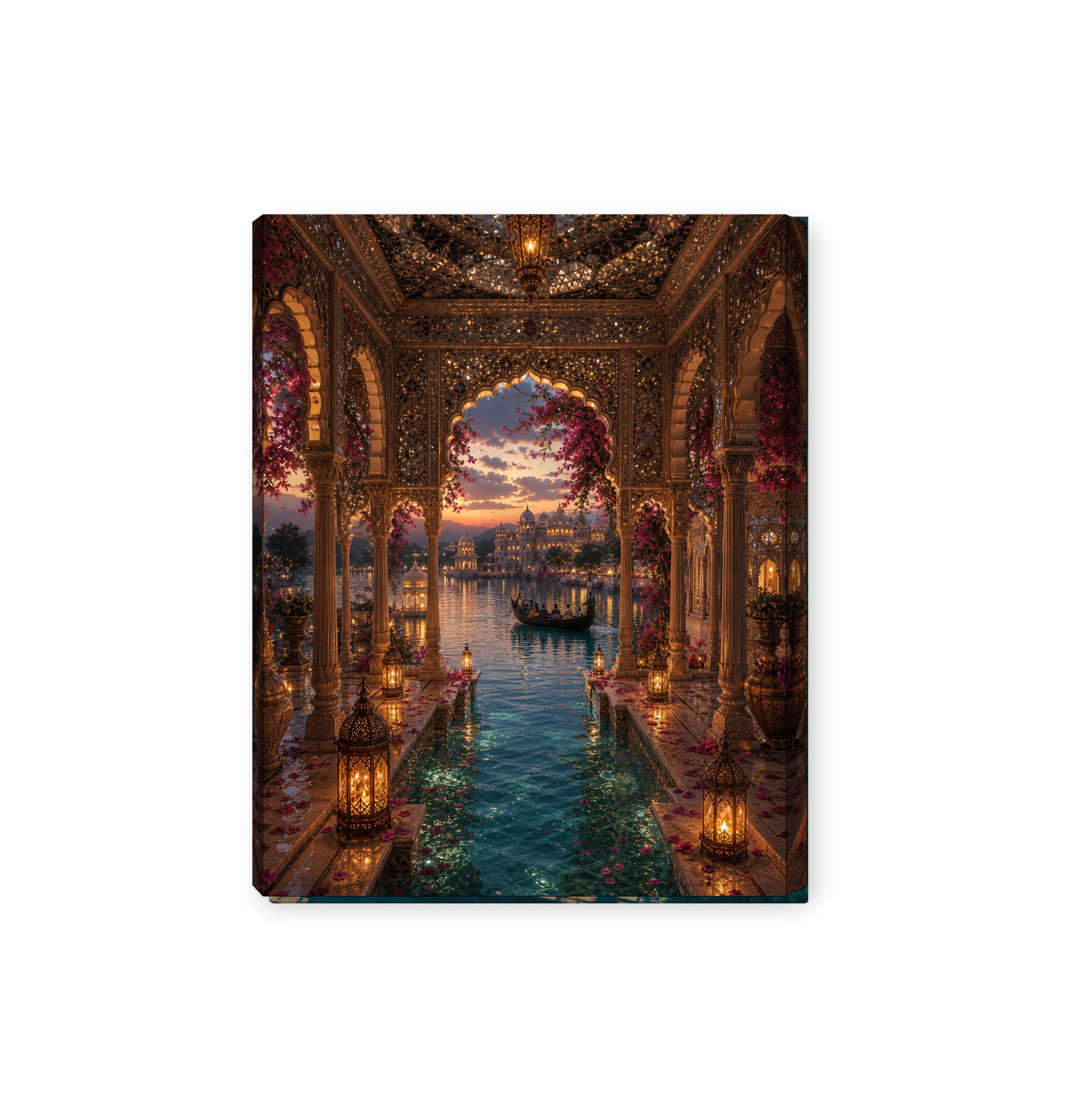 Udaipur Mirror Hall Lagoon canvas wall art preview by Seji Art