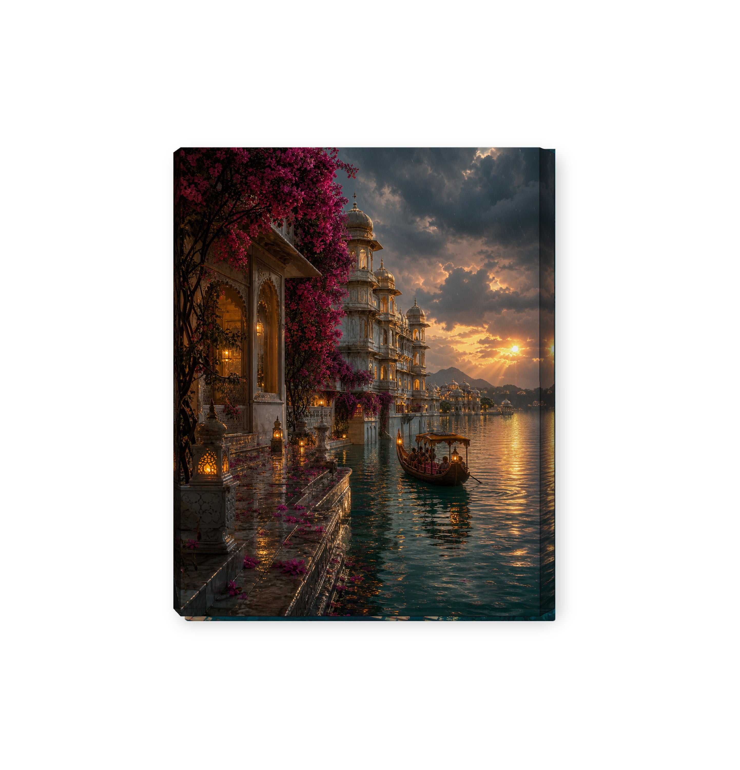 Udaipur Monsoon Evening Palace canvas wall art preview by Seji Art