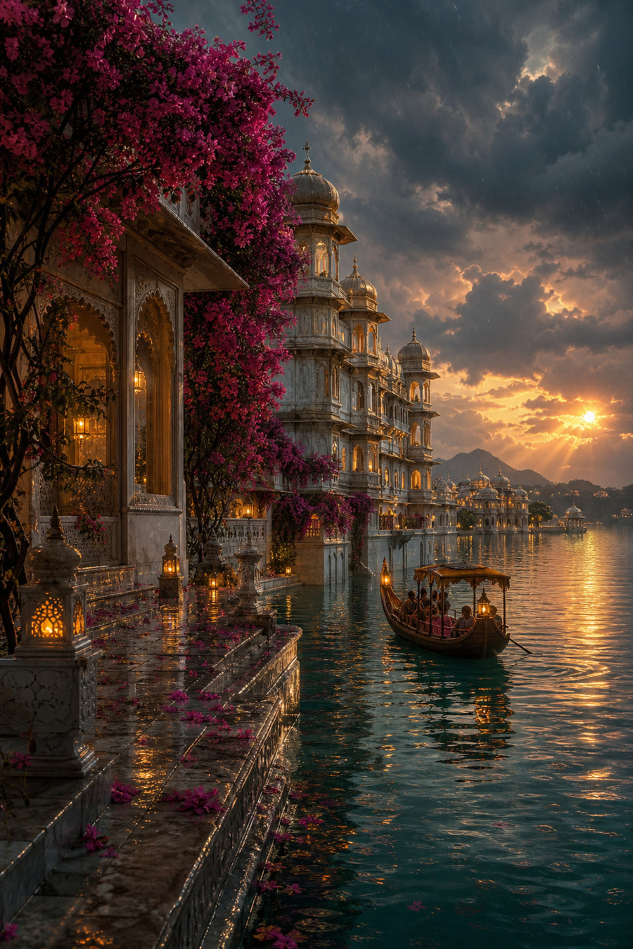 Udaipur Monsoon Evening Palace poster print preview by Seji Art