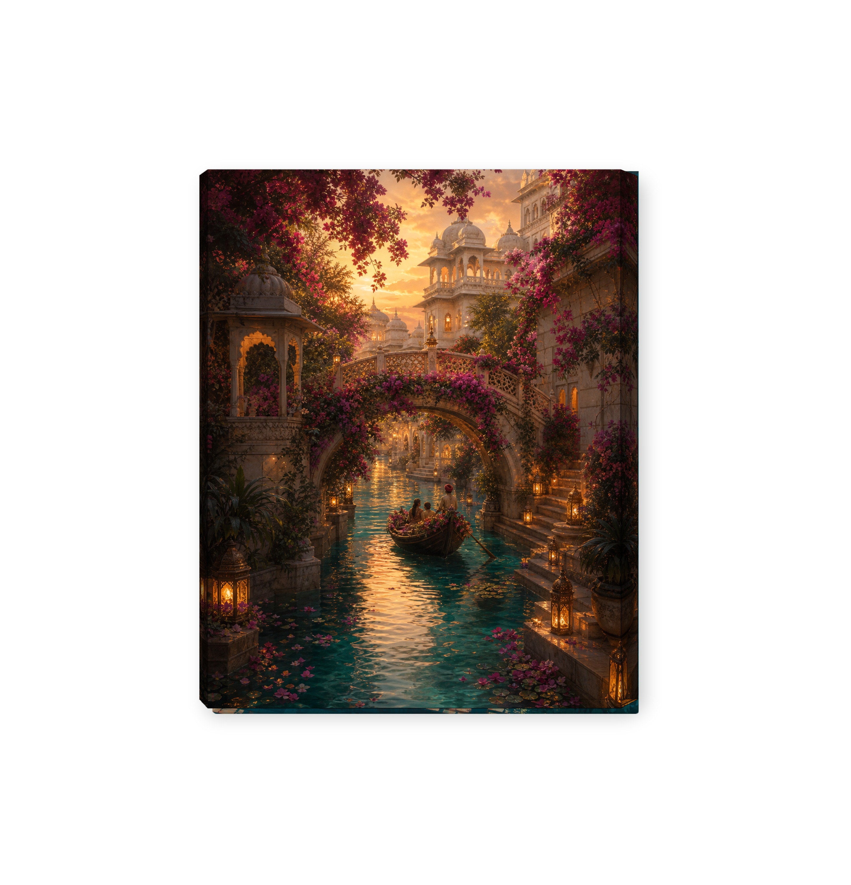 Udaipur Secret Garden Waterway canvas wall art preview by Seji Art
