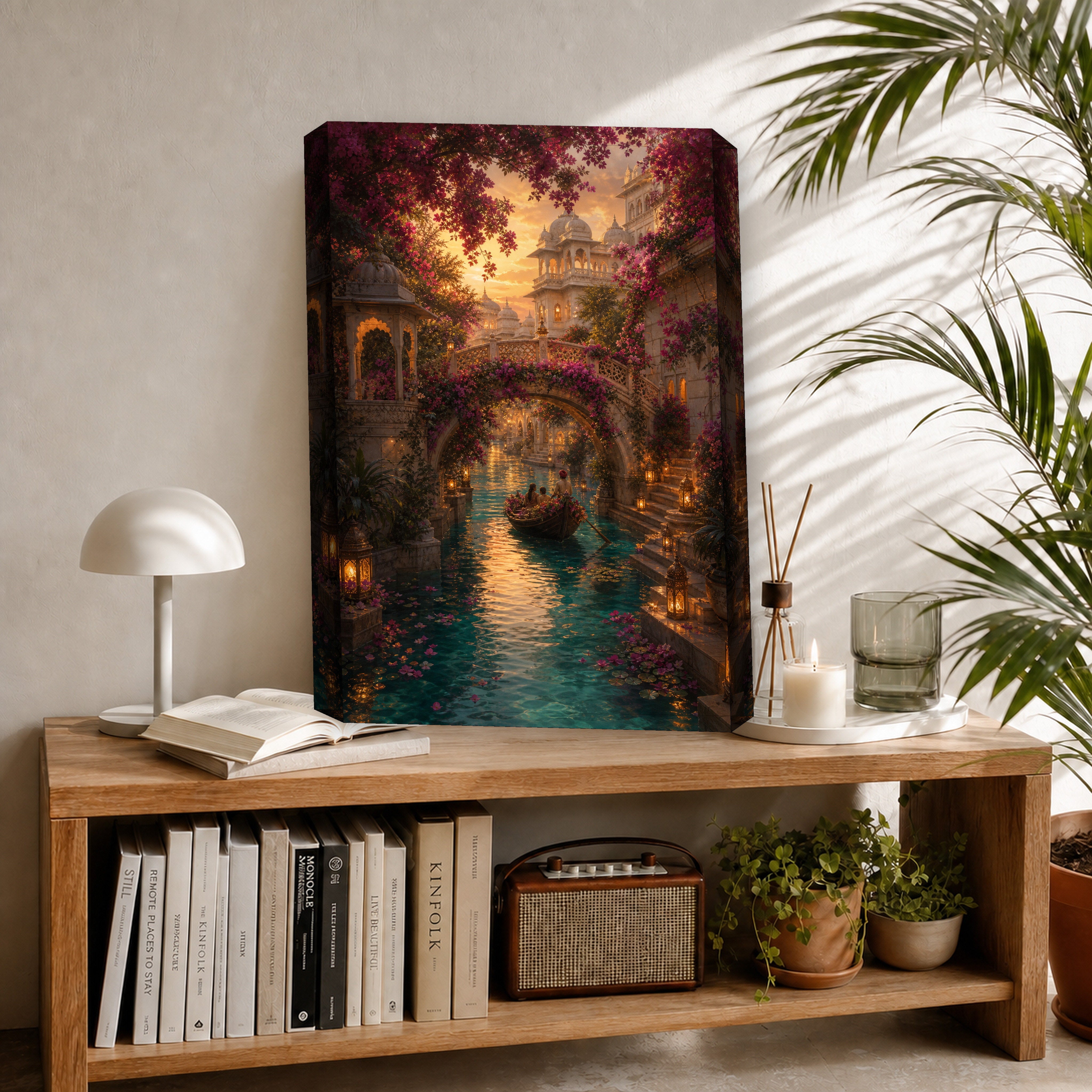 Udaipur Secret Garden Waterway canvas room mockup by Seji Art
