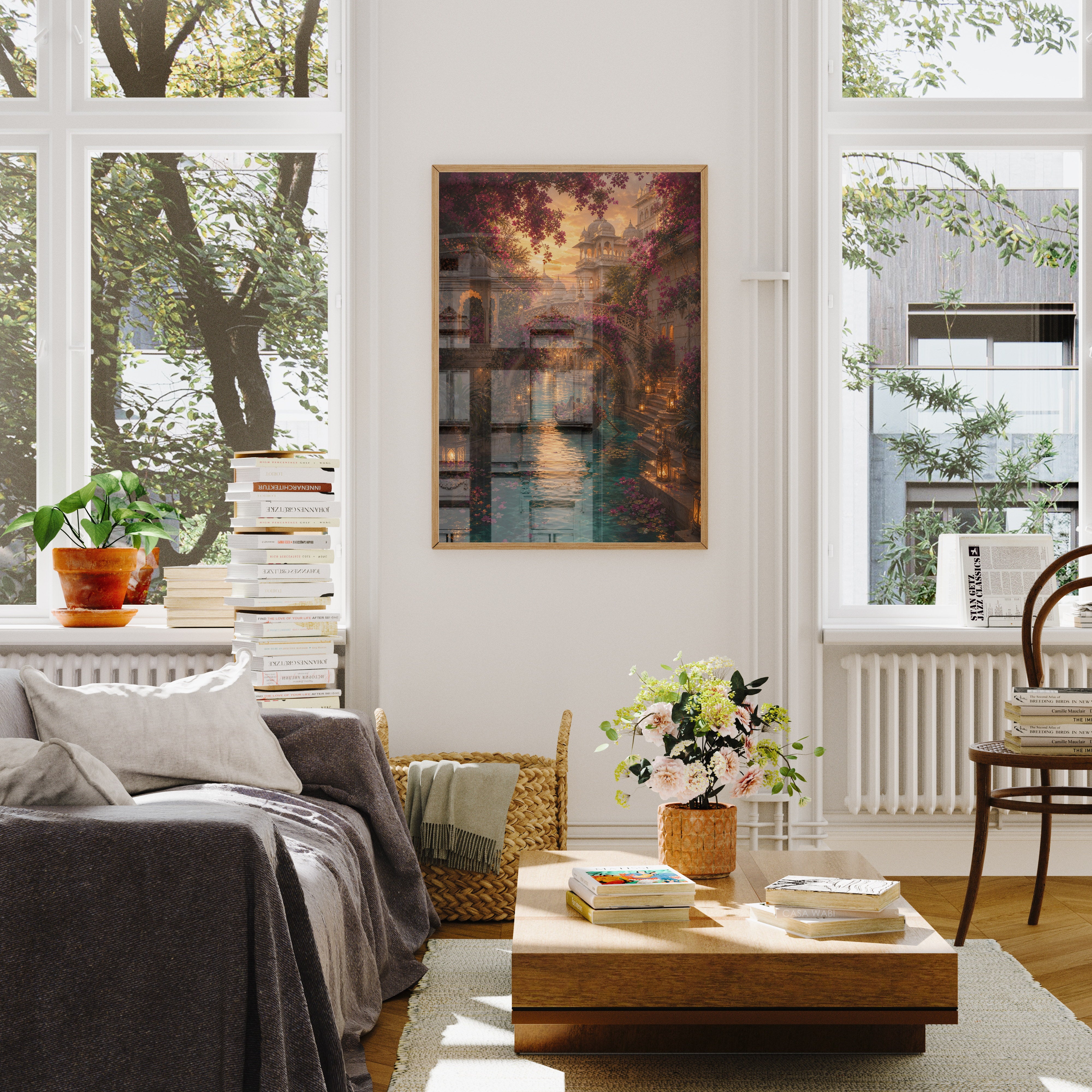Udaipur Secret Garden Waterway poster wall art mockup by Seji Art