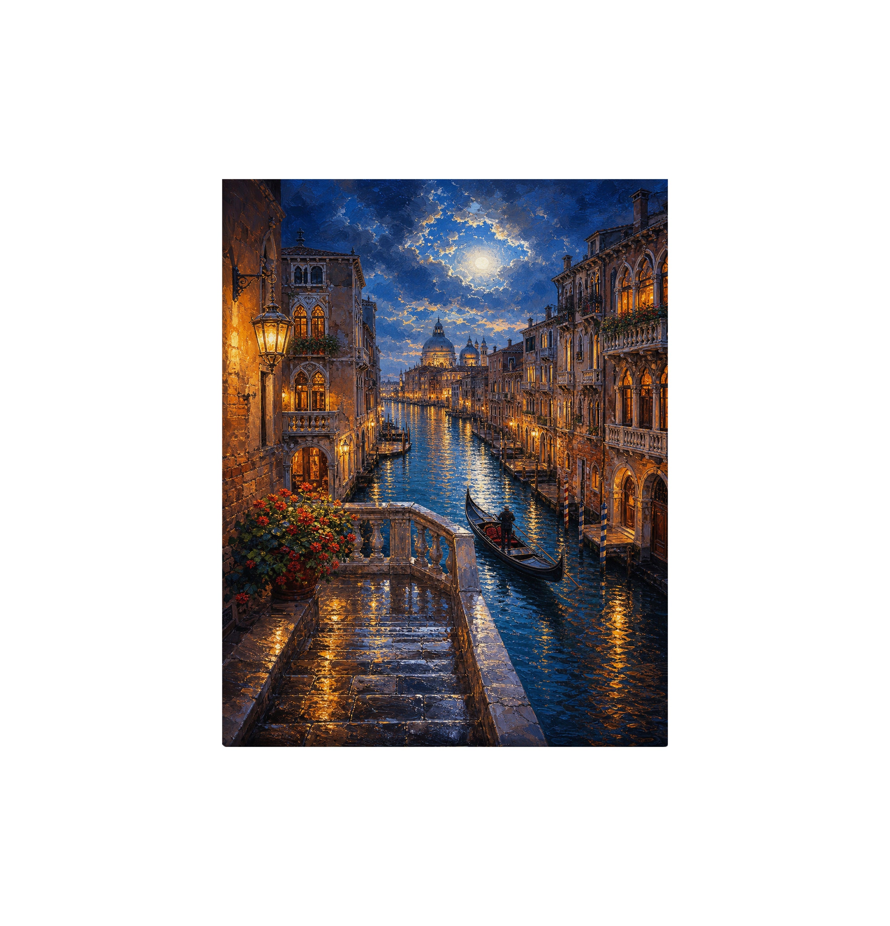 Venice Canal Moonlit Alley canvas wall art preview by Seji Art