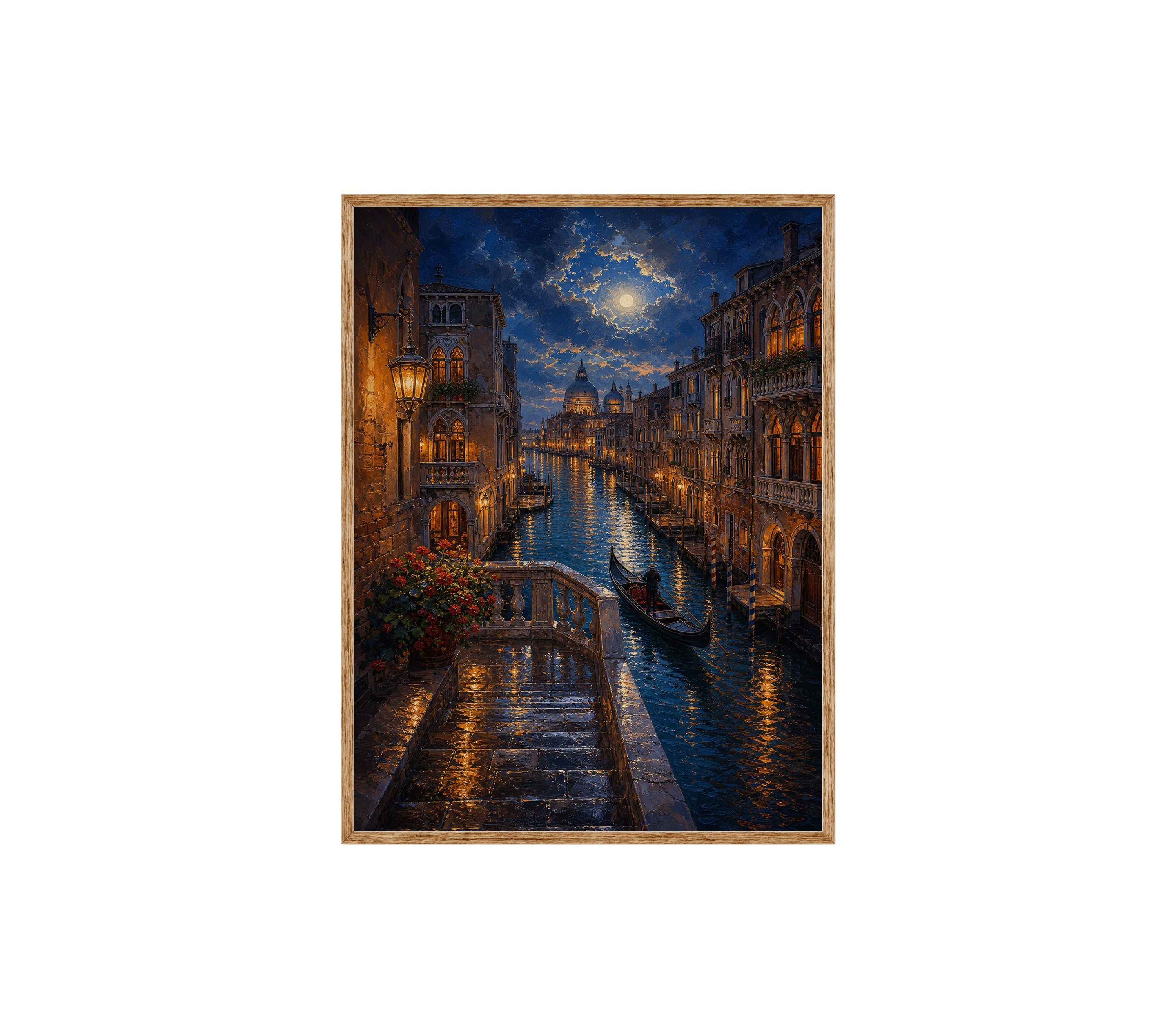 Venice Canal Moonlit Alley poster print preview by Seji Art