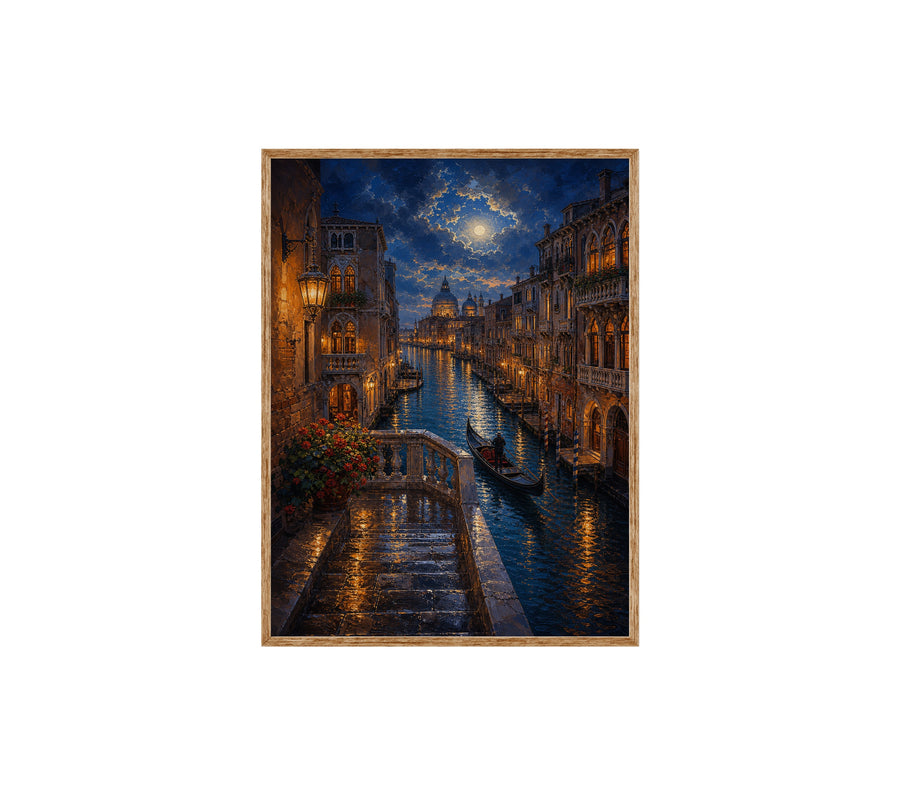 Venice Canal Moonlit Alley poster print preview by Seji Art
