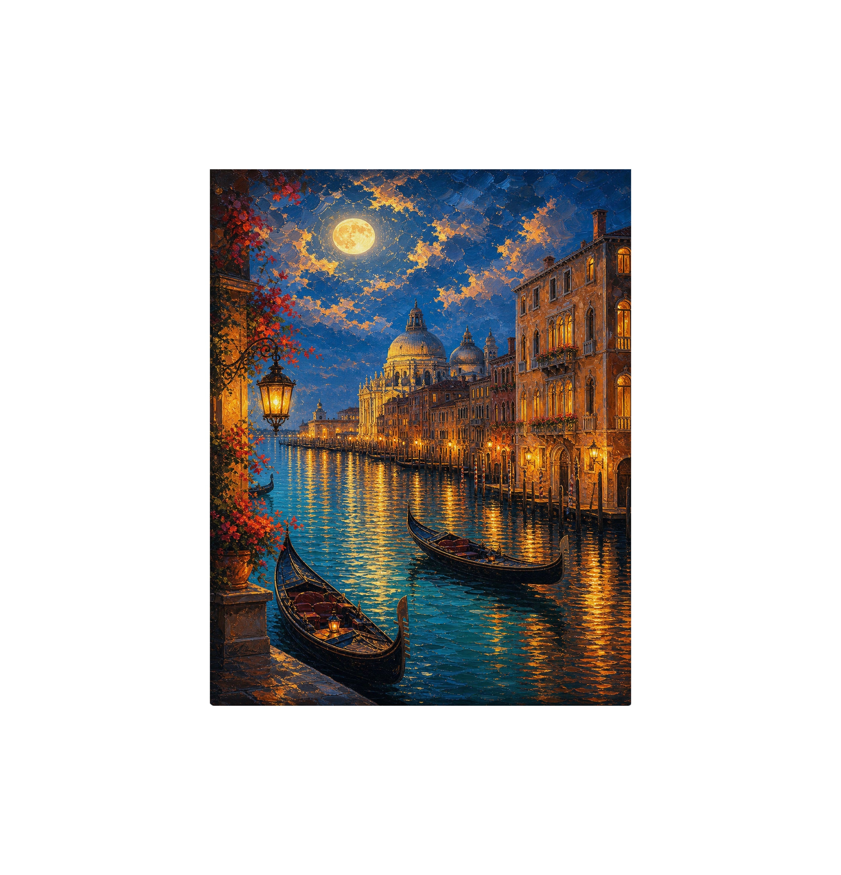 Venice Moonlit Canal Dome canvas wall art preview by Seji Art