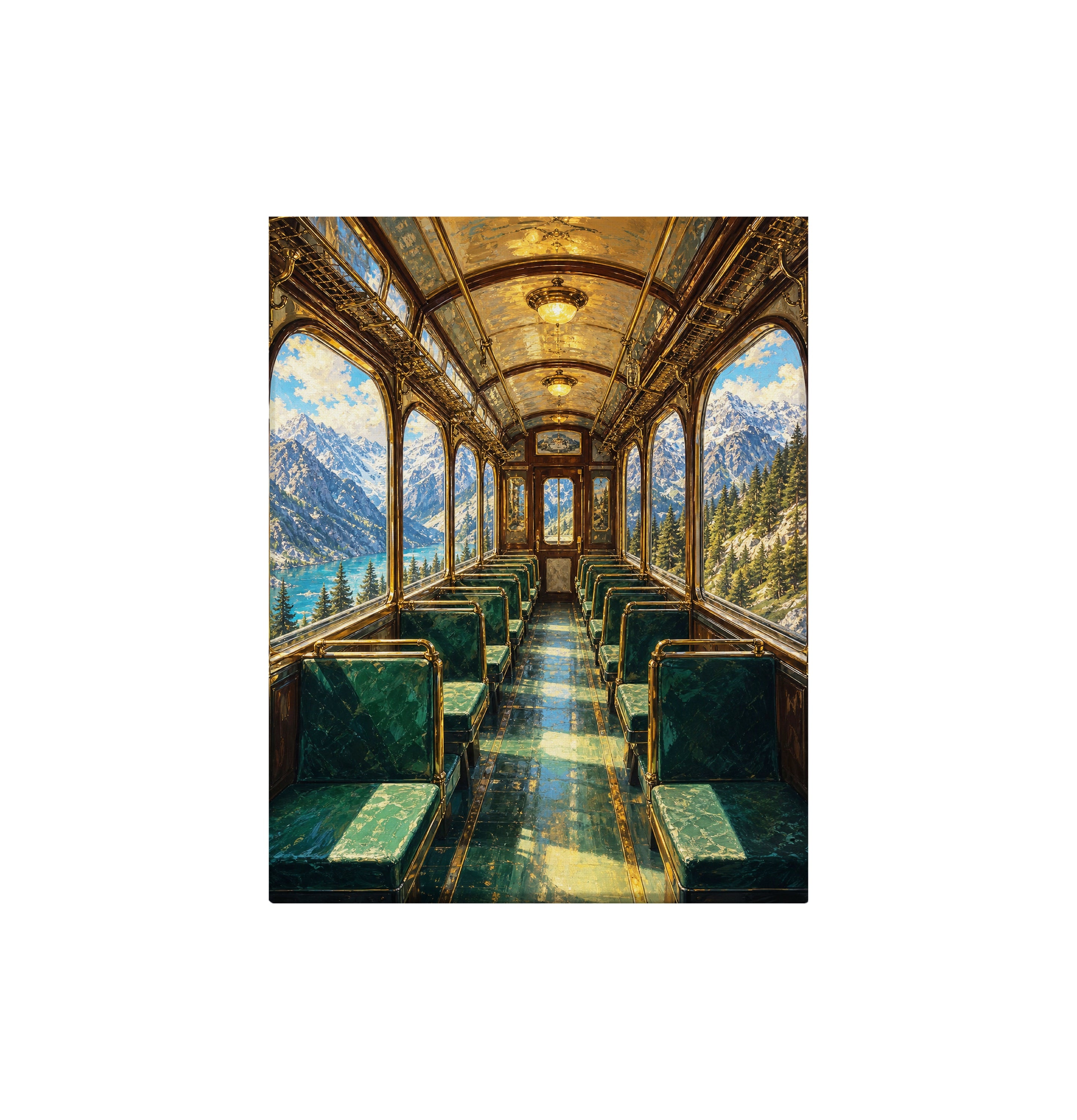 Vintage Train Dining Car canvas wall art preview by Seji Art