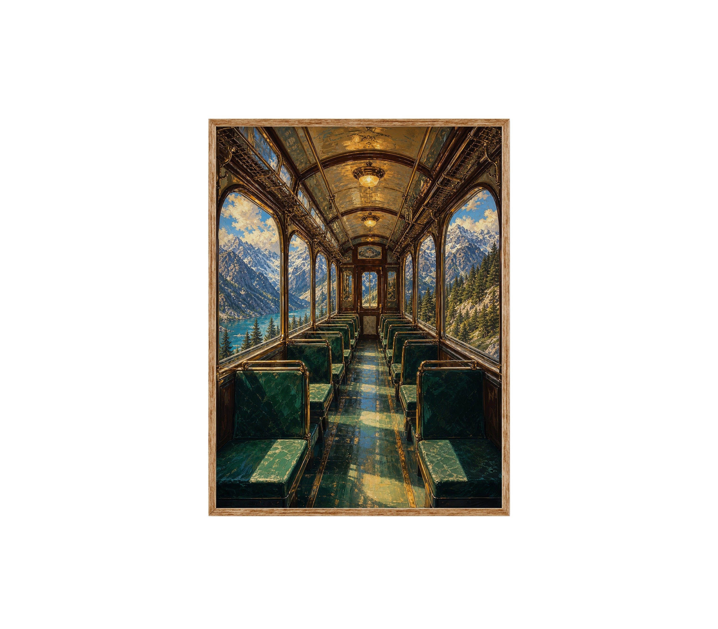 Vintage Train Dining Car poster print preview by Seji Art