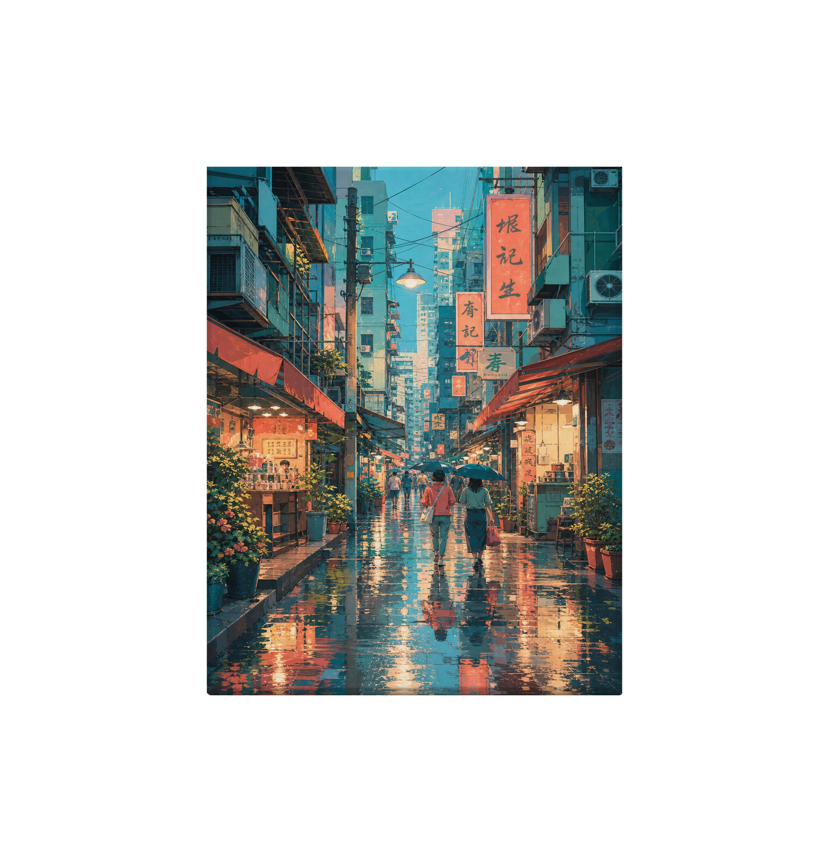 Wan Chai Hong Kong Rain Alley canvas wall art preview by Seji Art