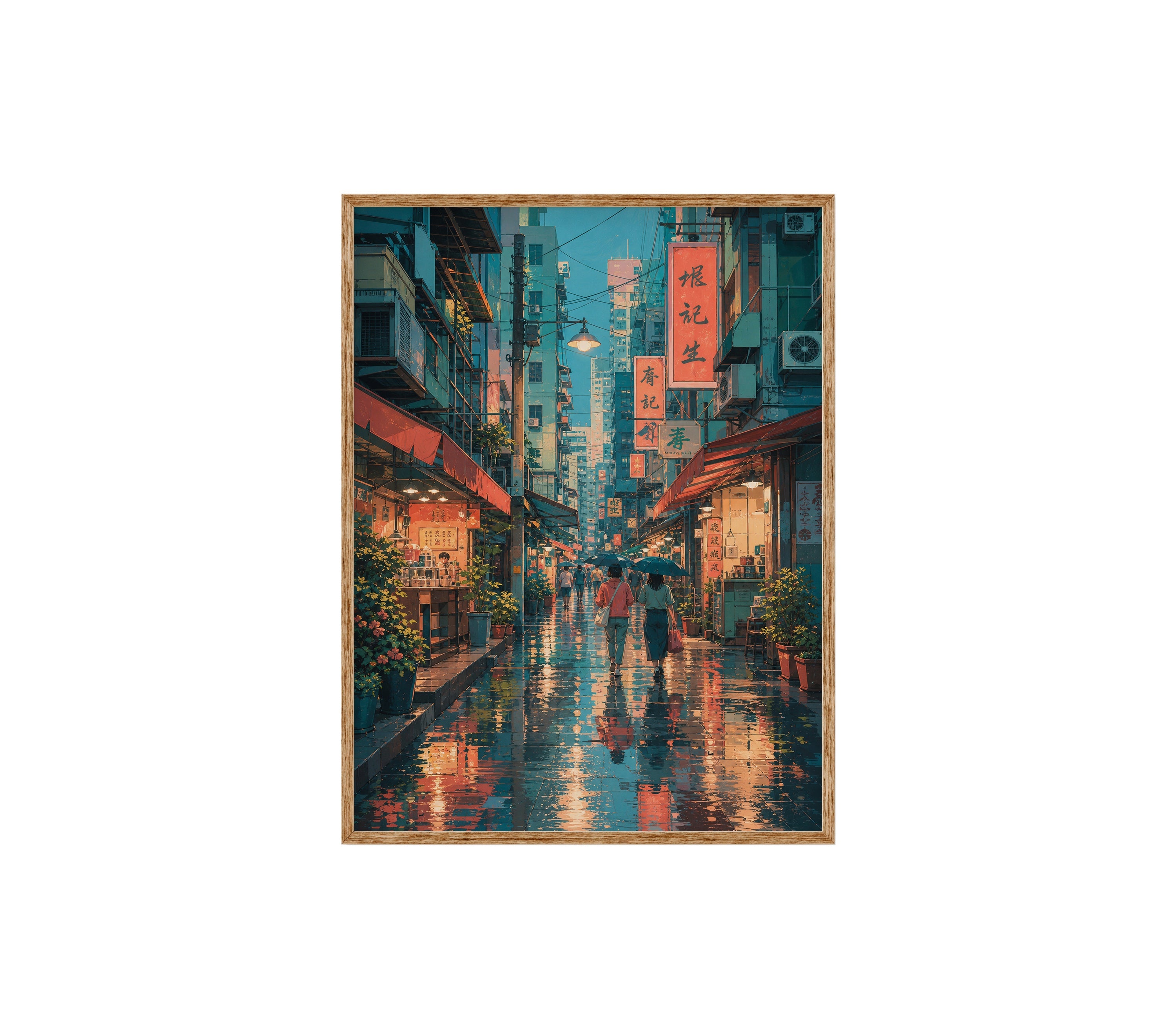 Wan Chai Hong Kong Rain Alley poster print preview by Seji Art