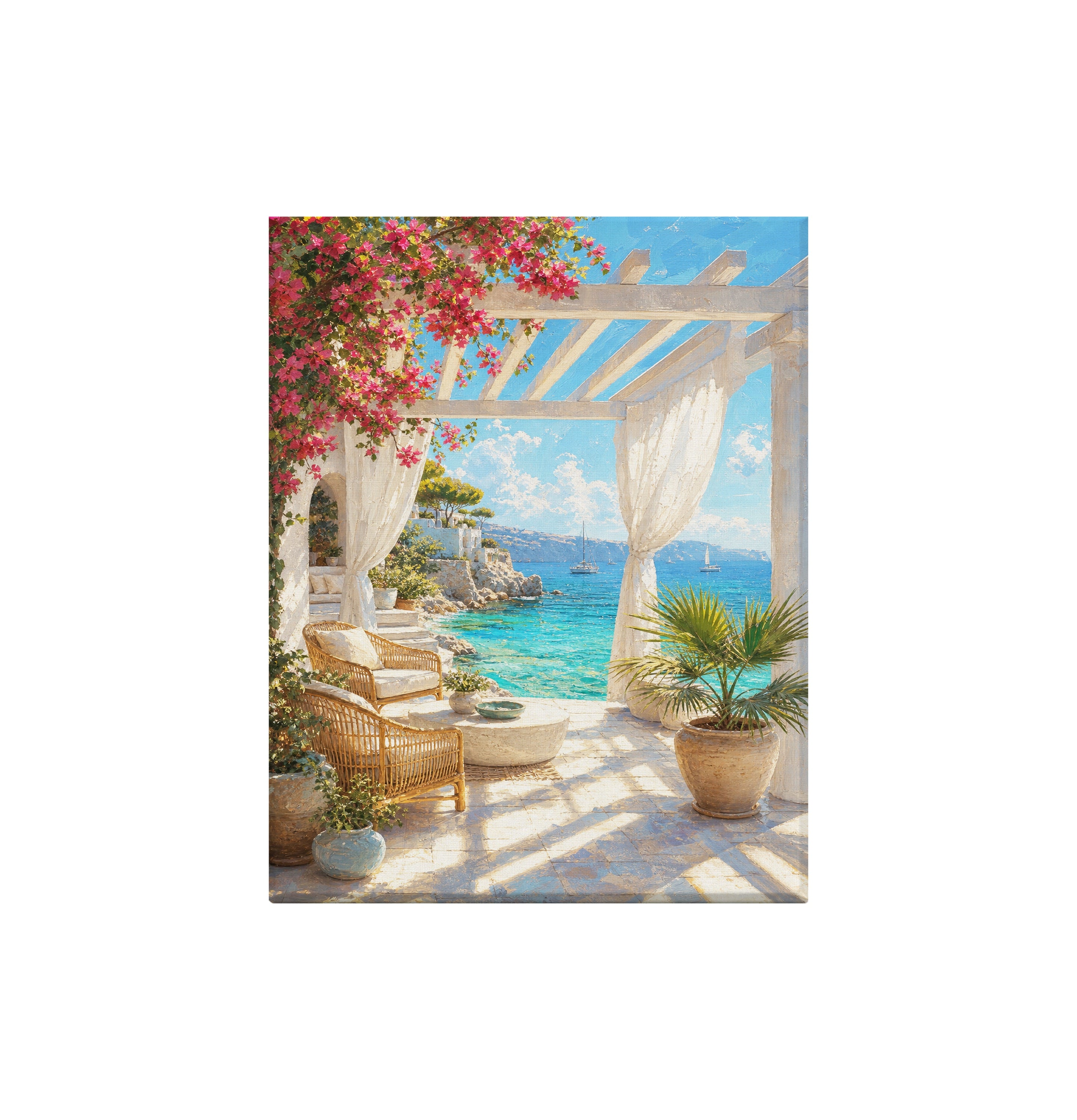 White Pergola Sea Terrace canvas wall art preview by Seji Art