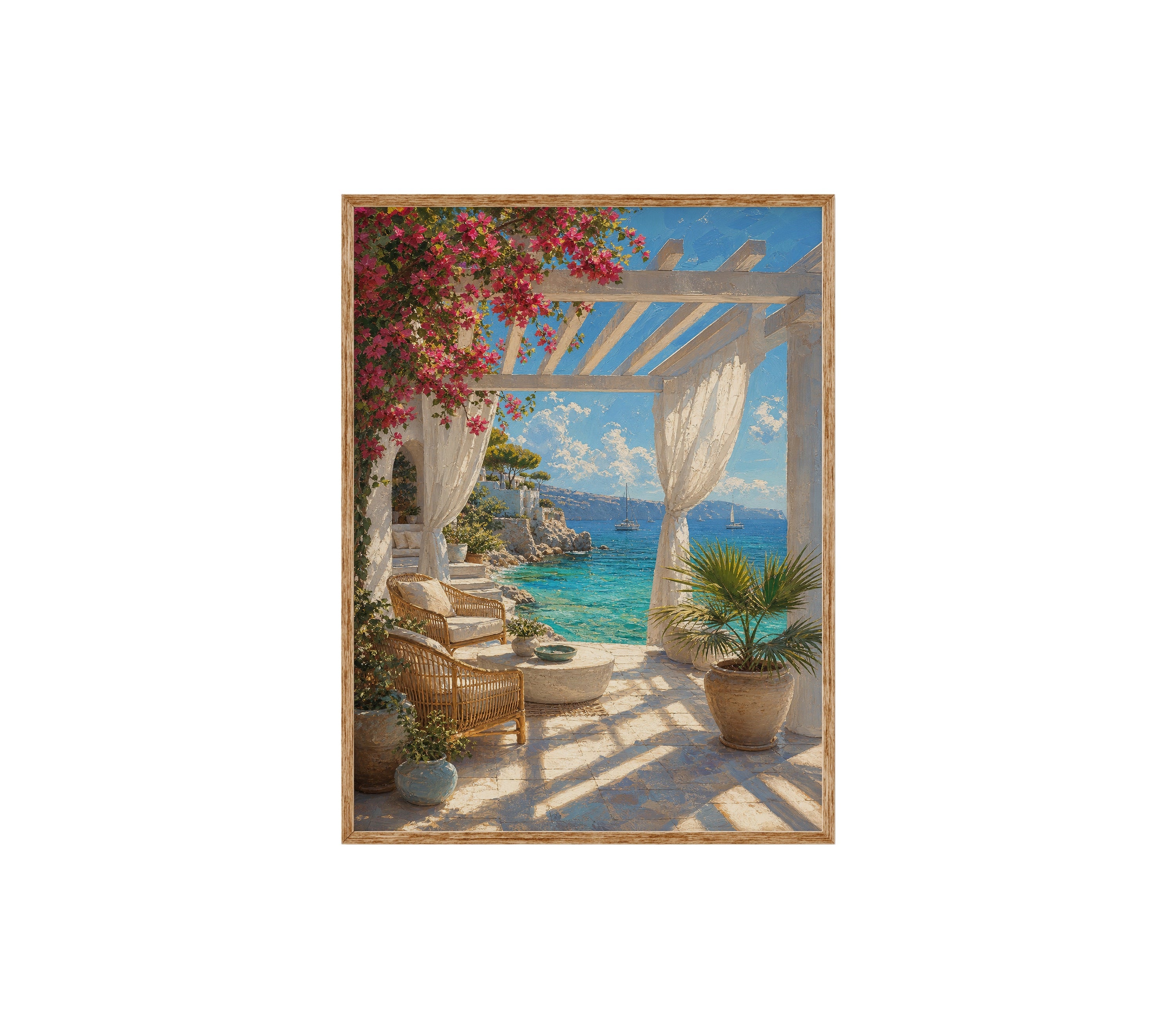 White Pergola Sea Terrace poster print preview by Seji Art