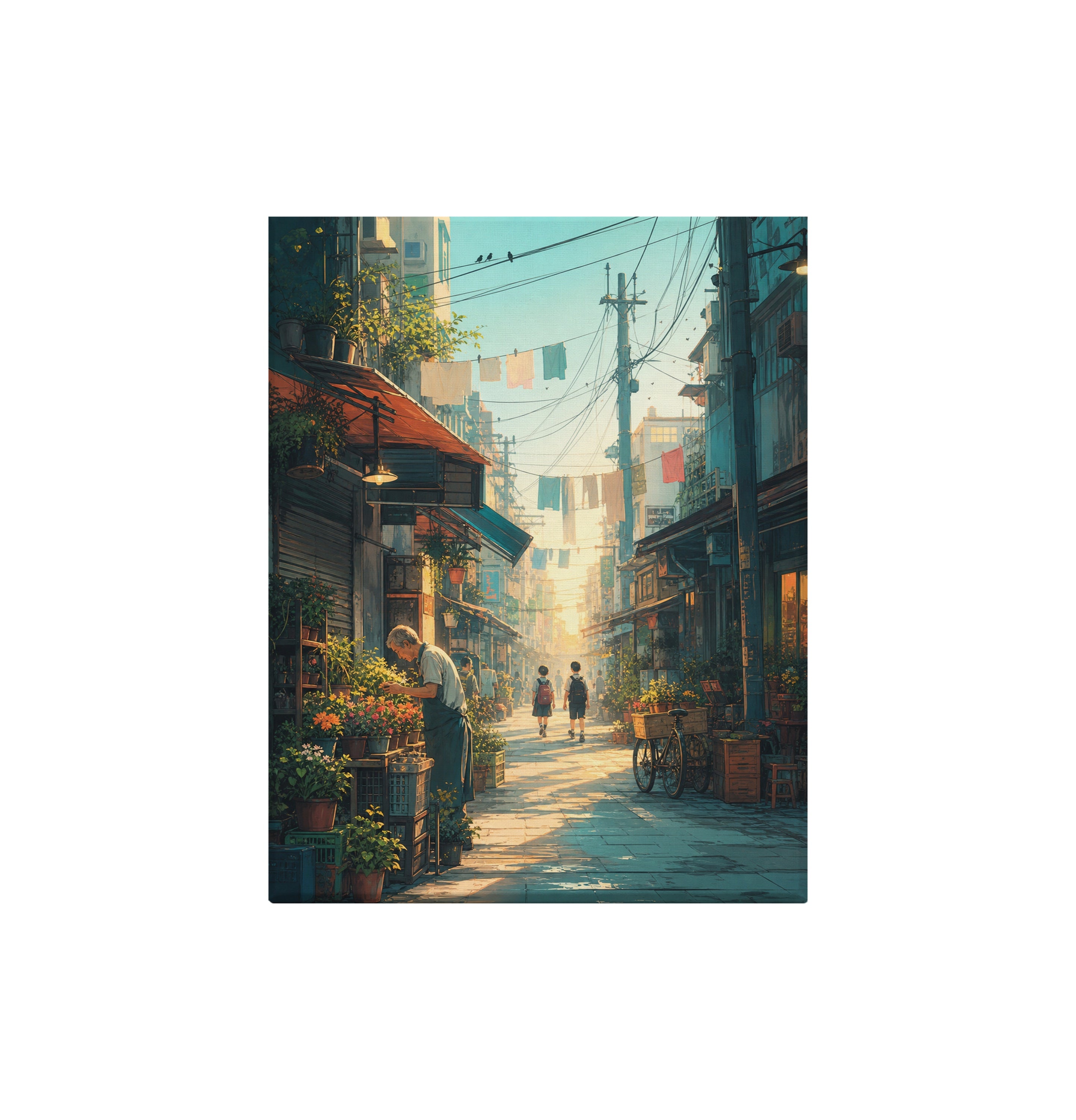 Yanaka Tokyo Morning Alley canvas wall art preview by Seji Art